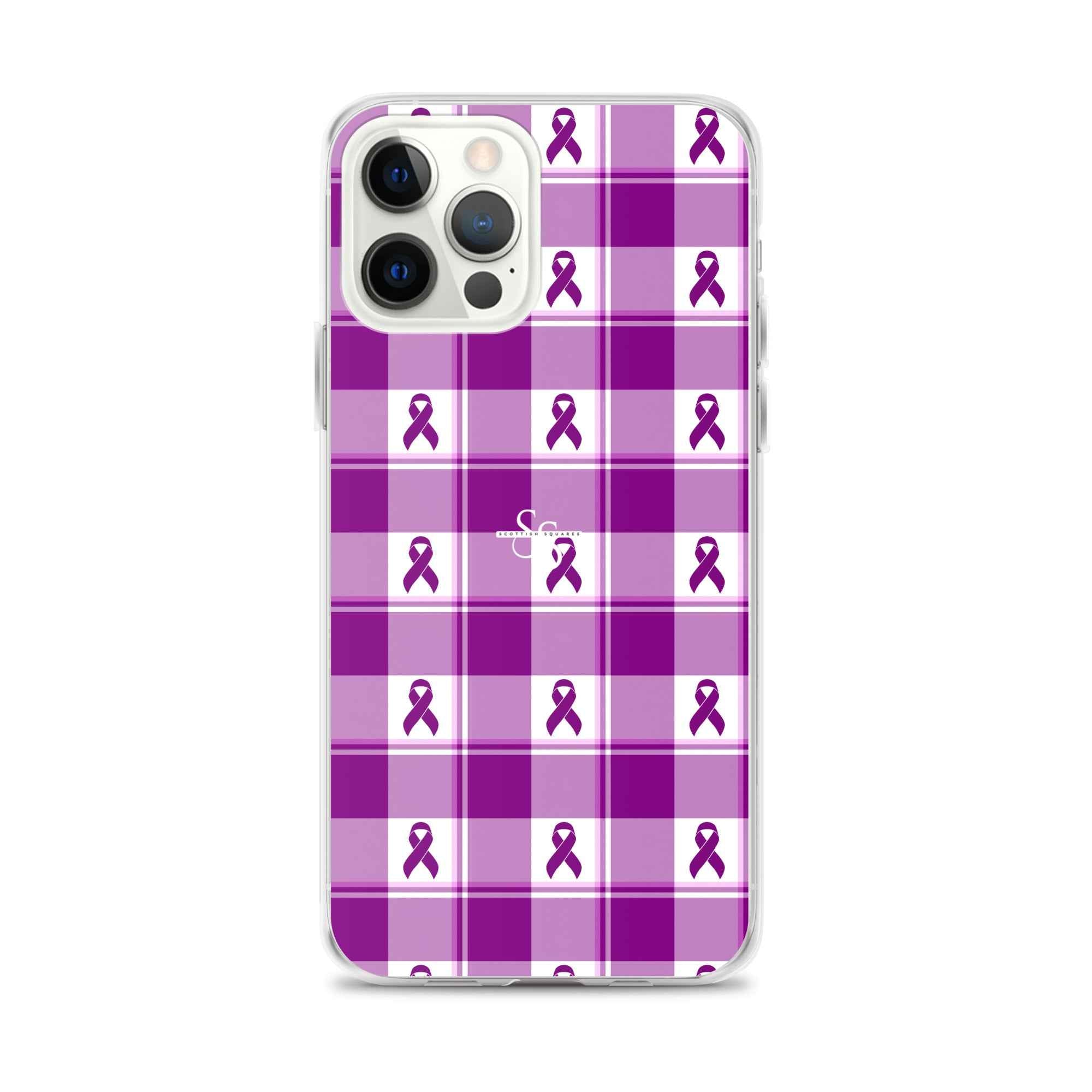 Clear Case for iPhone Pancreatic Cancer Awareness Plaid iPhone 12 Pro Max - Scottish Squares