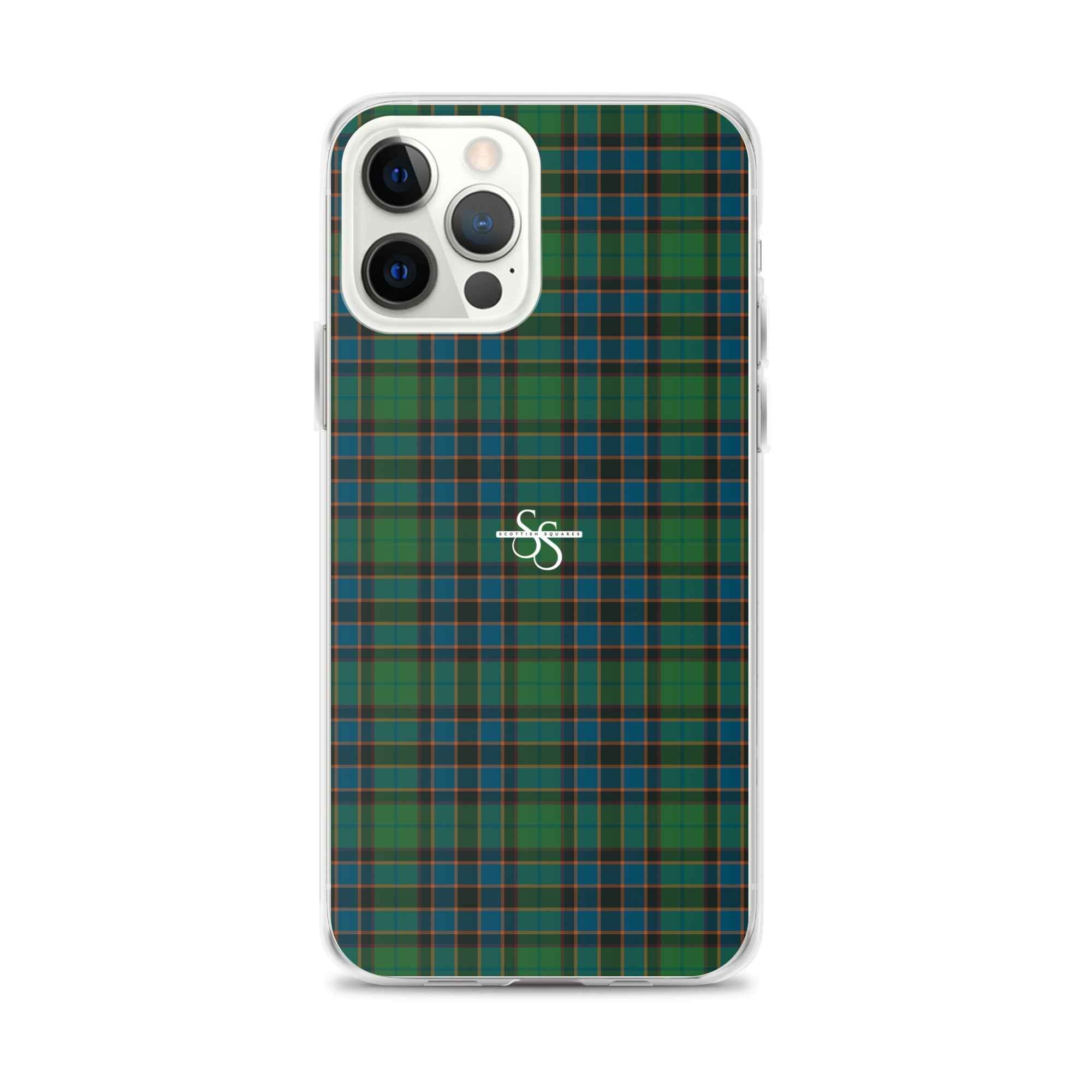 Clear Case for iPhone Green Blue Orange Plaid Tartan
