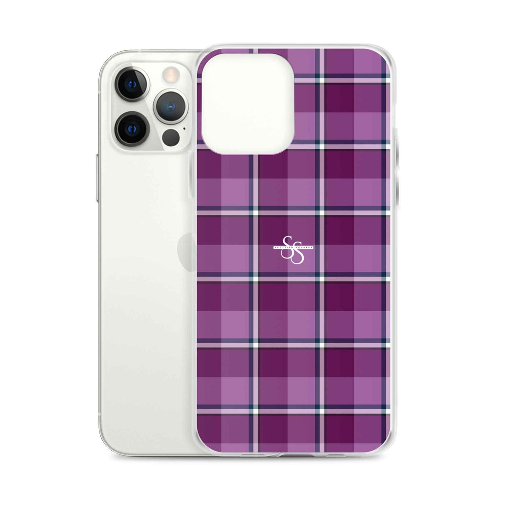 Clear Case for iPhone Purple and Trendy Pink Plaid - Scottish Squares