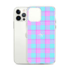Clear Case for iPhone Mauve and Coastal Mist Plaid - Scottish Squares