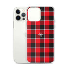 Clear Case for iPhone Red Ribbon and Heavy Metal Plaid - Scottish Squares