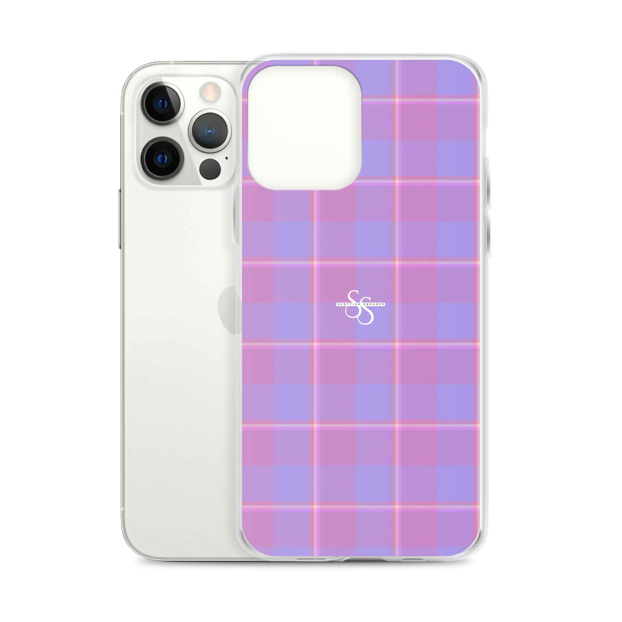 Clear Case for iPhone Viola and Dull Lavender Plaid - Scottish Squares