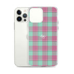Clear Case for iPhone Vista Blue and Turkish Rose Plaid - Scottish Squares