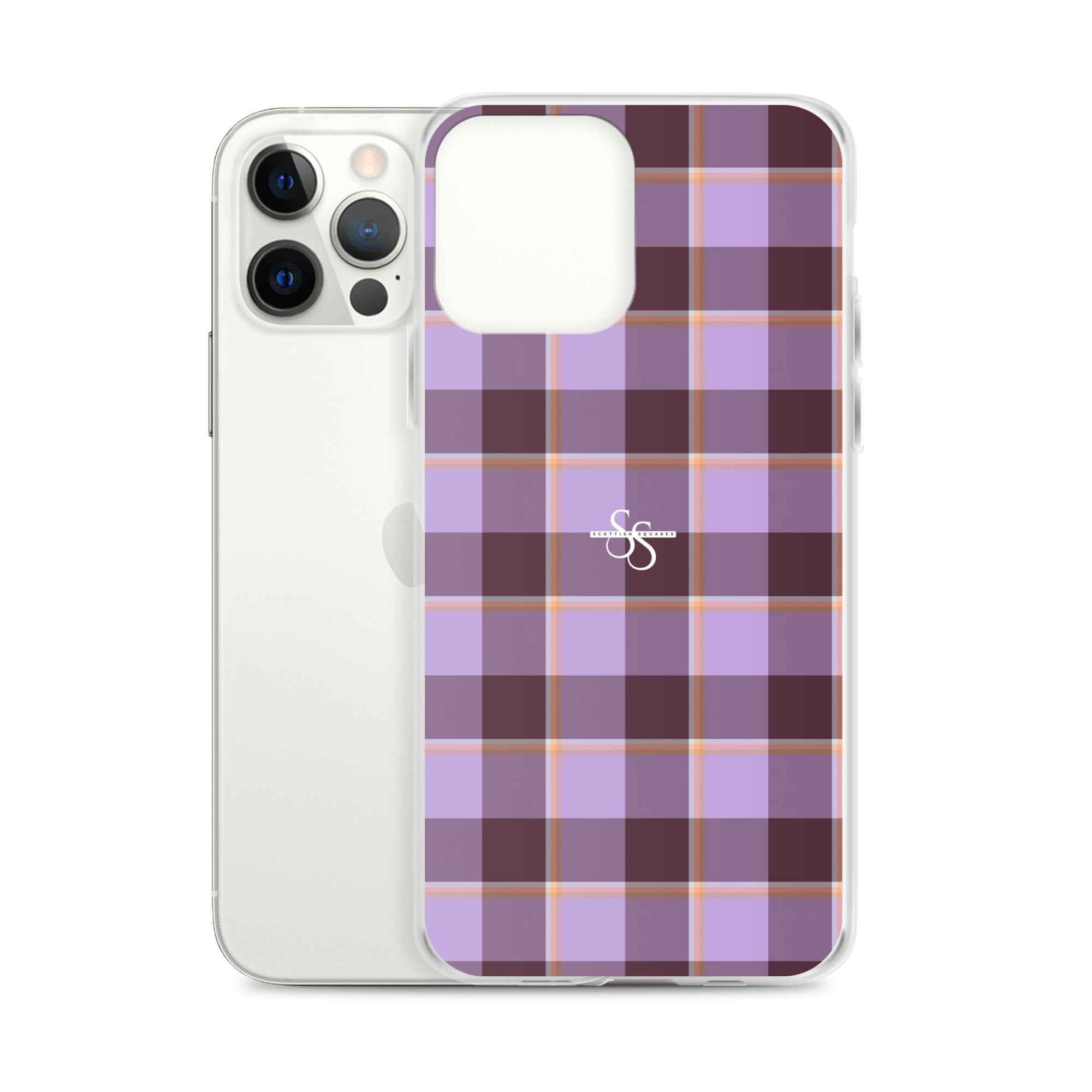Clear Case for iPhone Light Wisteria and Livid Brown Plaid - Scottish Squares