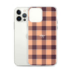 Clear Case for iPhone Hit Pink and Livid Brown Plaid - Scottish Squares