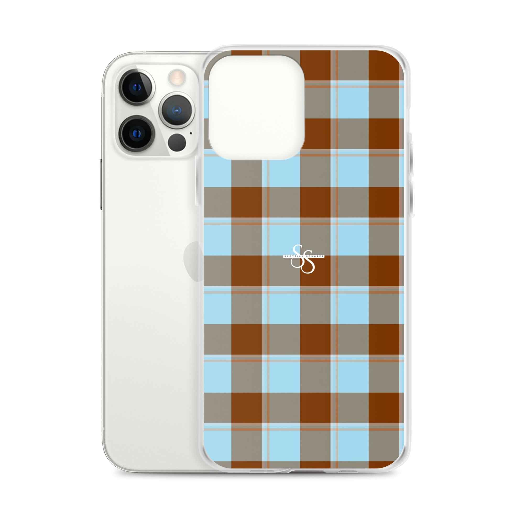Clear Case for iPhone Blizzard Blue and Livid Brown Plaid - Scottish Squares
