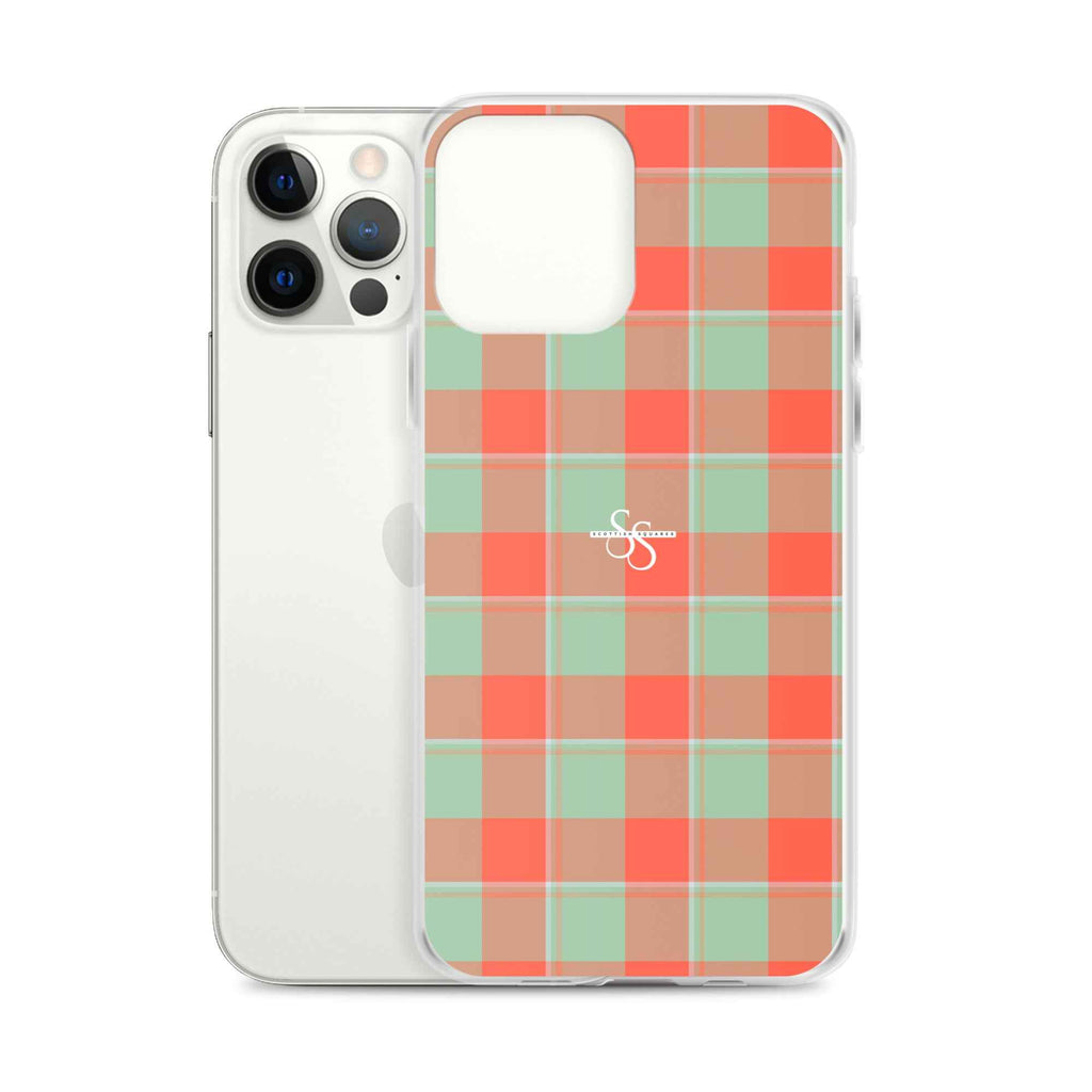 Clear Case for iPhone Spring Rain and Persimmon Plaid - Scottish Squares
