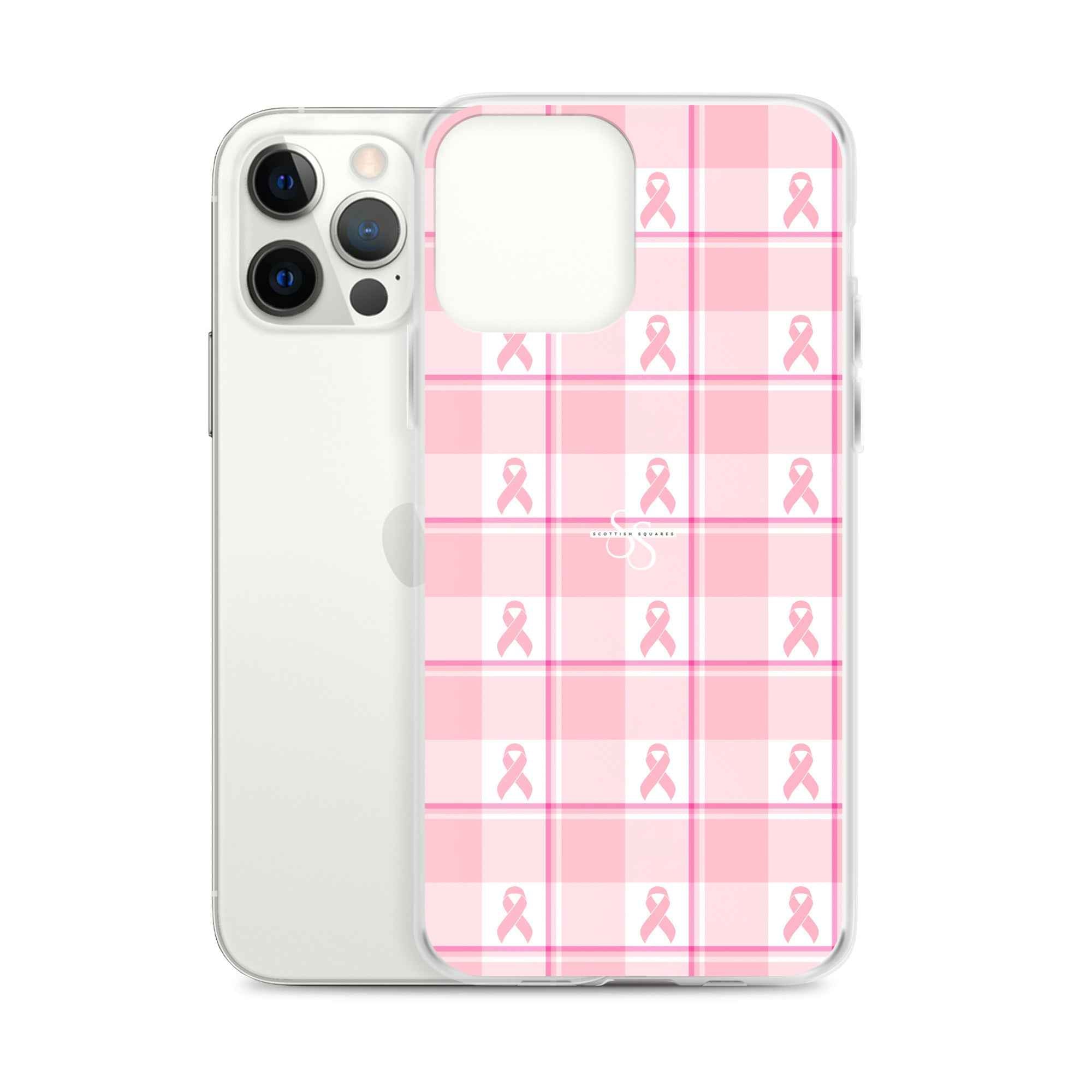 Clear Case for iPhone Breast Cancer Awareness Plaid - Scottish Squares