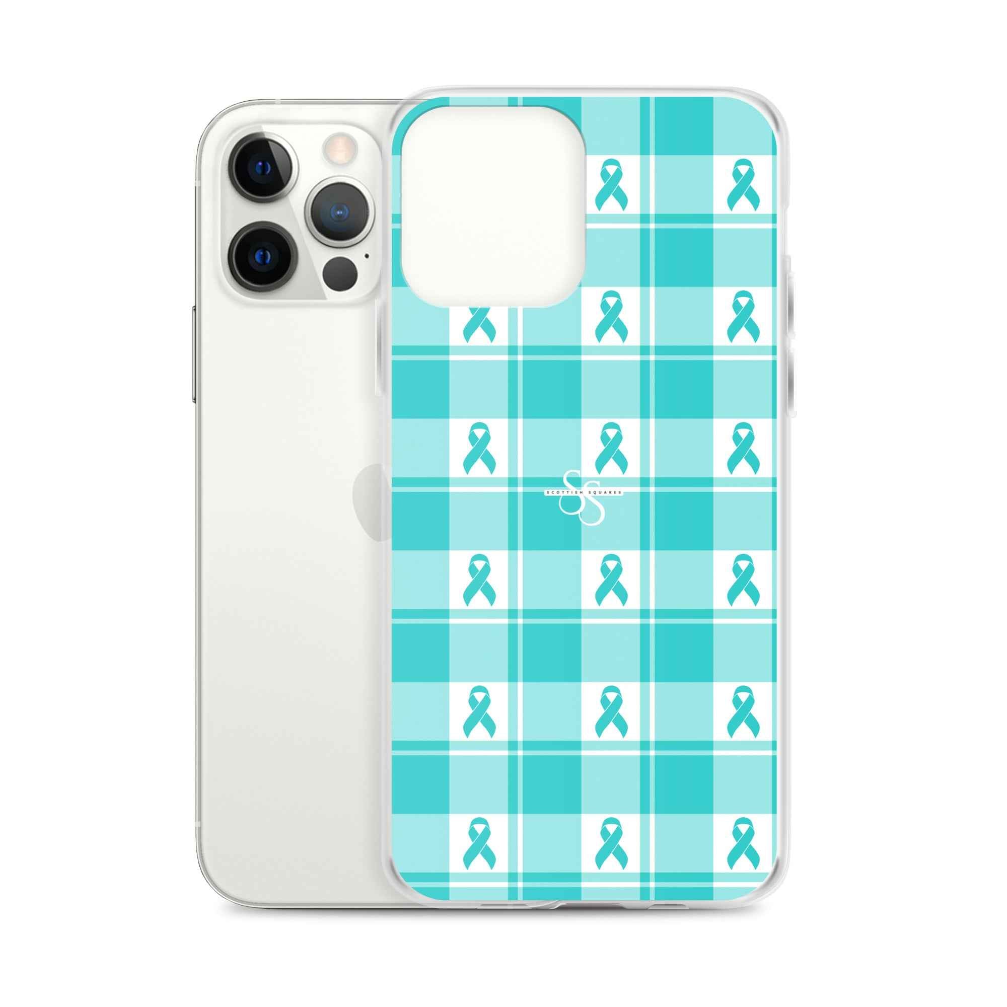 Clear Case for iPhone Ovarian Cancer Awareness Plaid - Scottish Squares