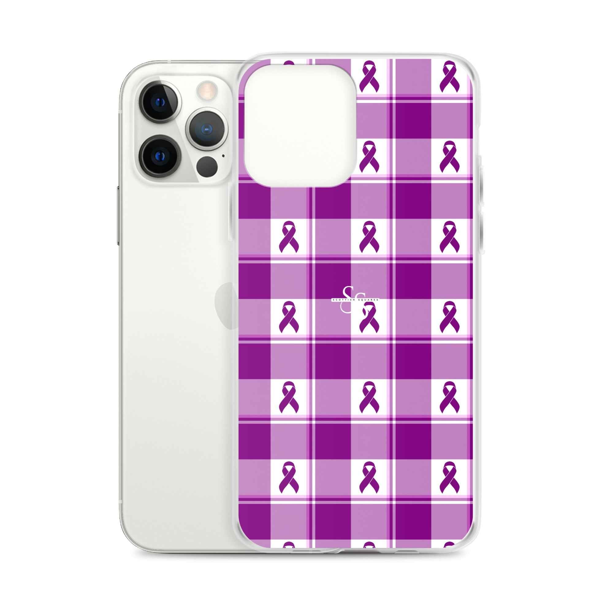 Clear Case for iPhone Pancreatic Cancer Awareness Plaid - Scottish Squares