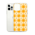 Clear Case for iPhone Kidney Cancer Awareness Plaid, Orange Ribbon, Supportive Gift - Scottish Squares