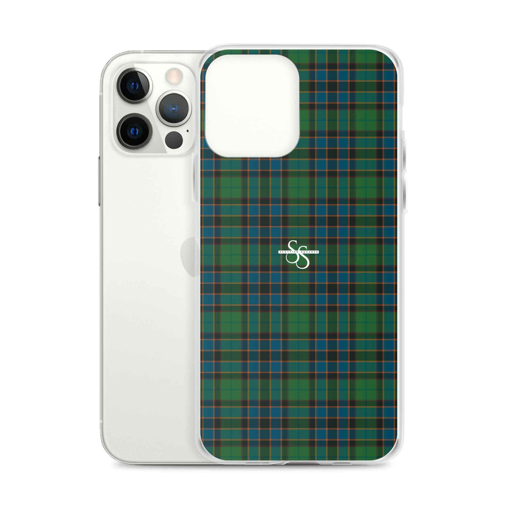 Clear Case for iPhone Green Blue Orange Plaid Tartan