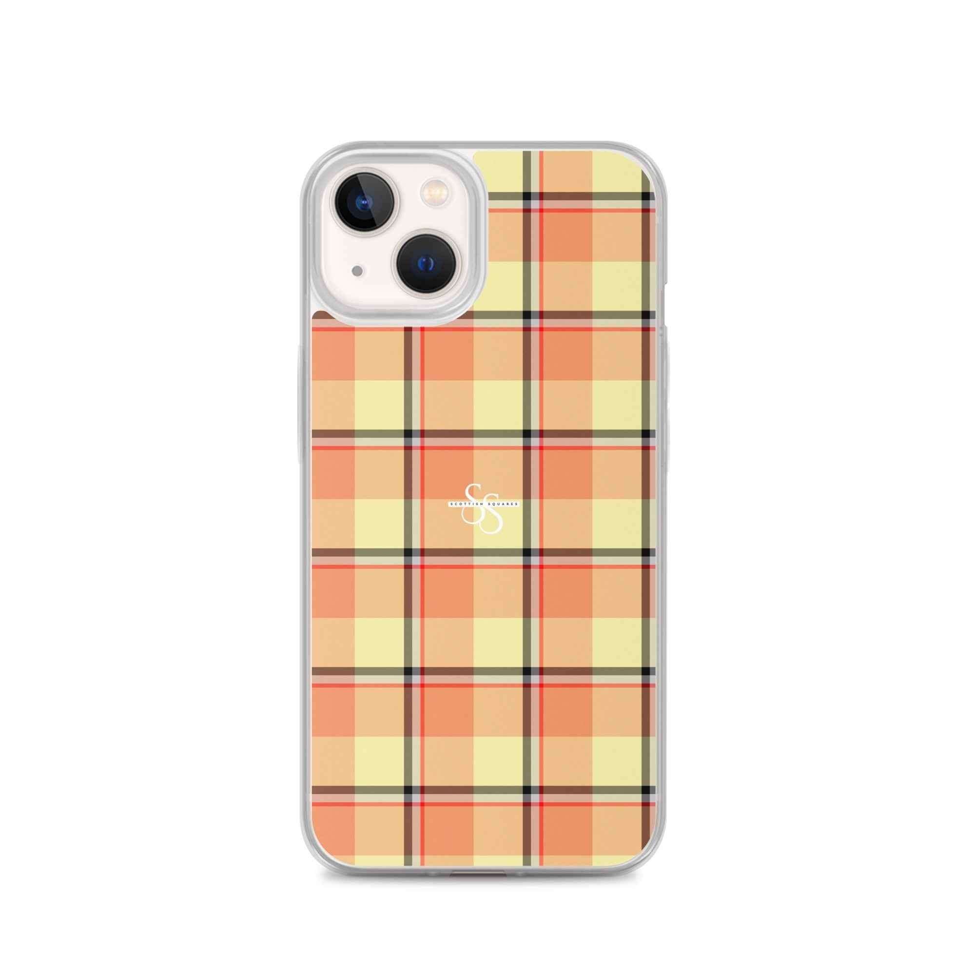 Clear Case for iPhone Claystone and Morning Mist Plaid iPhone 13 - Scottish Squares