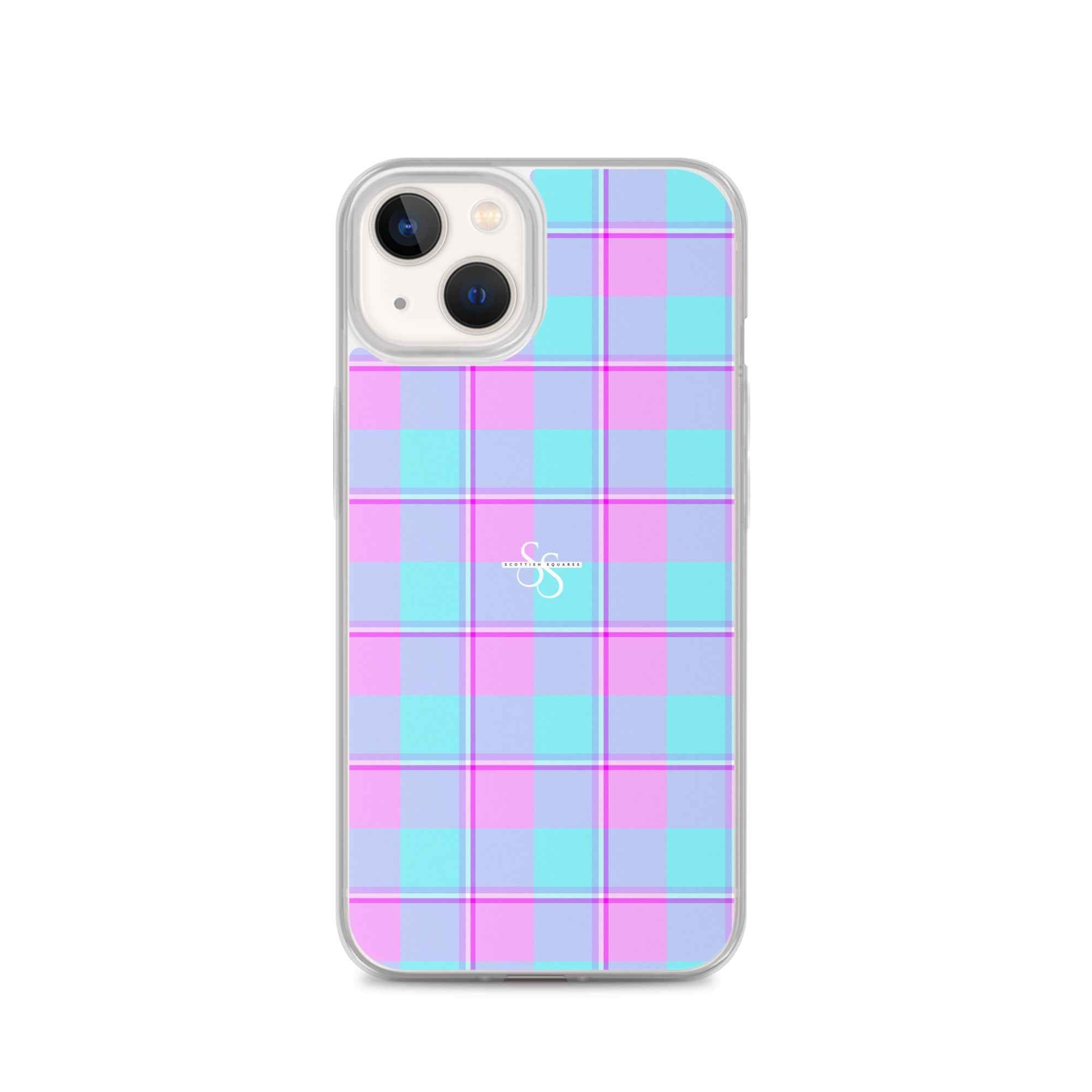 Clear Case for iPhone Mauve and Coastal Mist Plaid iPhone 13 - Scottish Squares