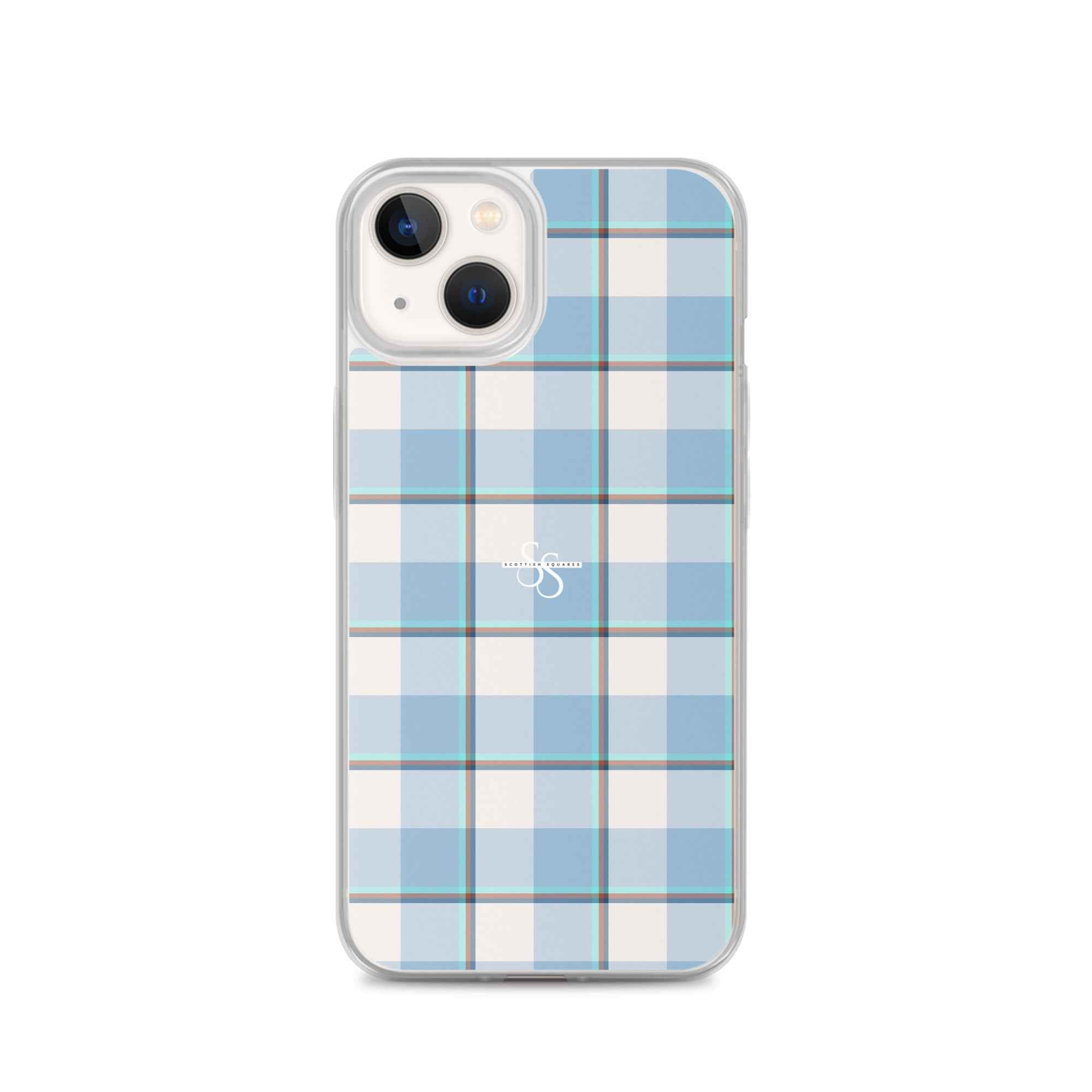 Clear Case for iPhone Pink Cloud and Blue Lagoon Plaid iPhone 13 - Scottish Squares