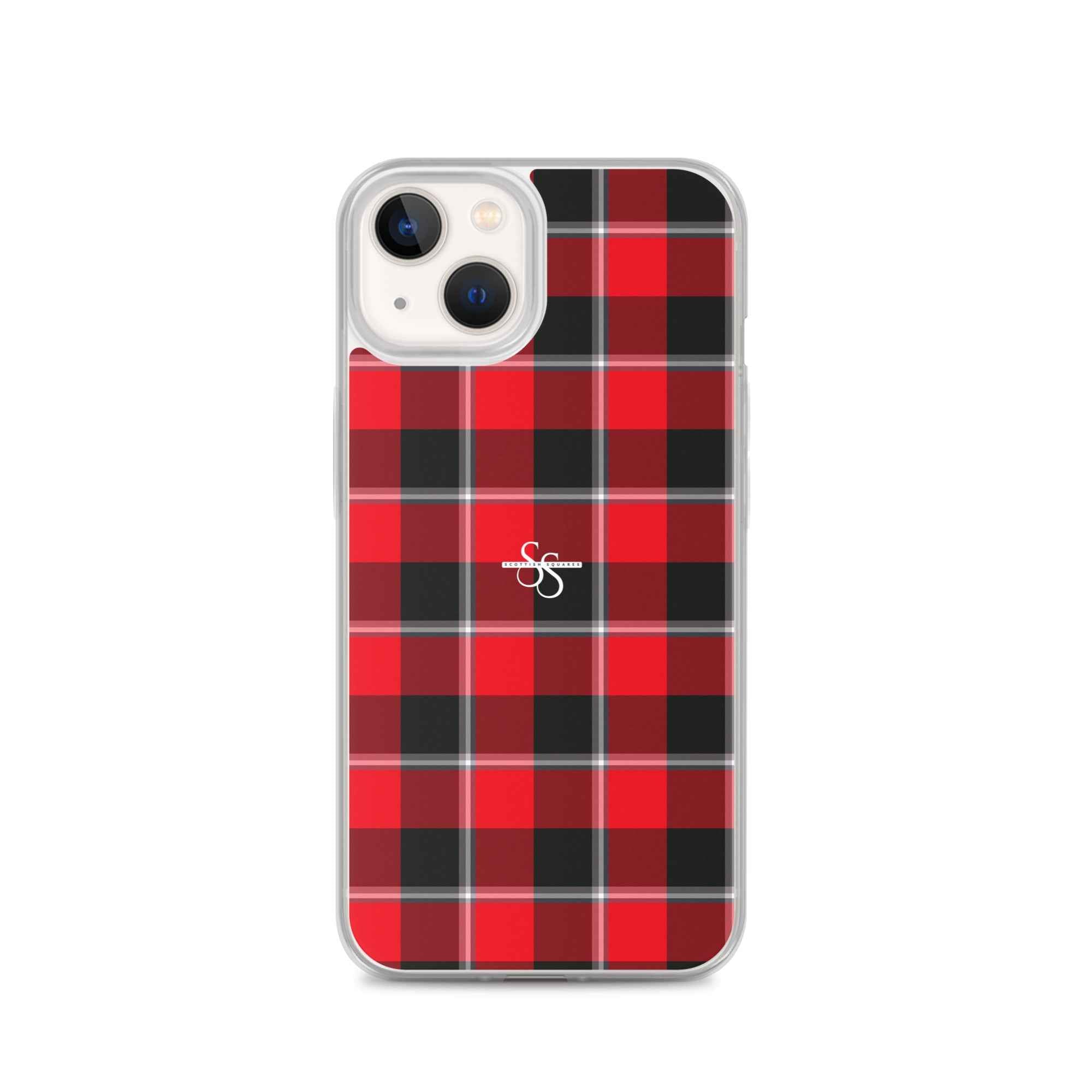 Clear Case for iPhone Red Ribbon and Heavy Metal Plaid iPhone 13 - Scottish Squares