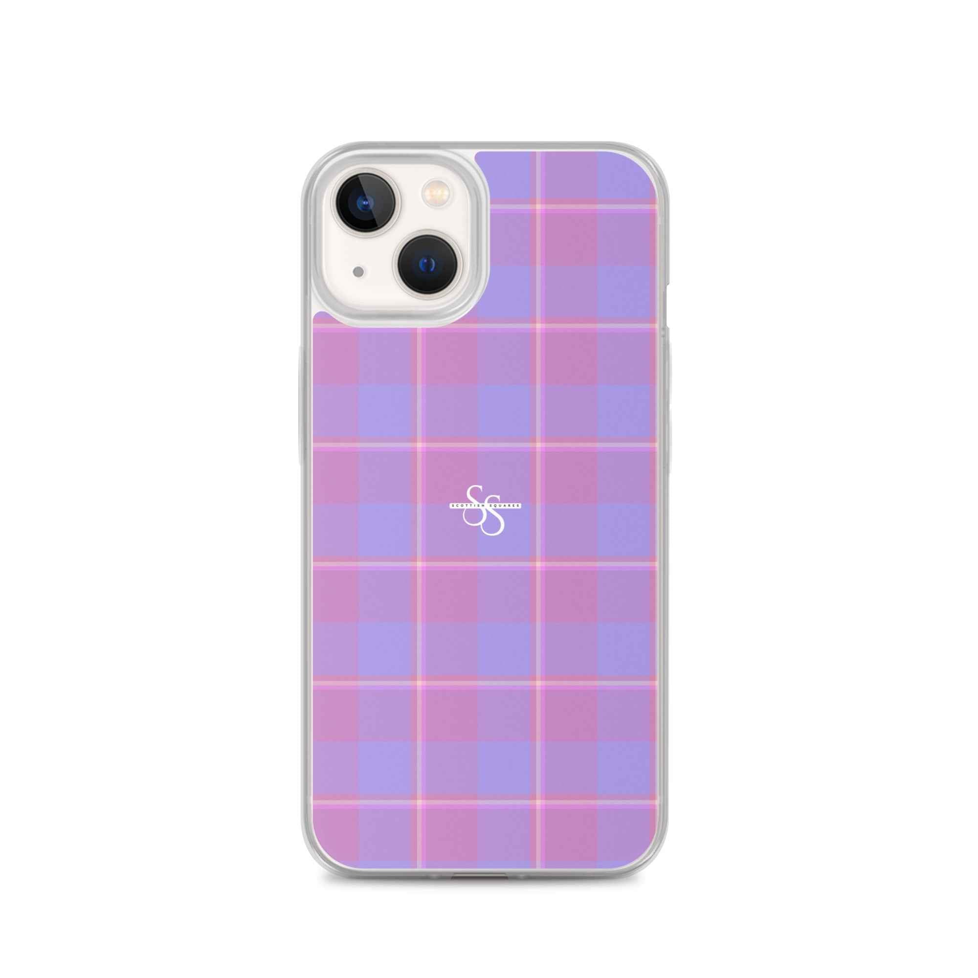 Clear Case for iPhone Viola and Dull Lavender Plaid iPhone 13 - Scottish Squares