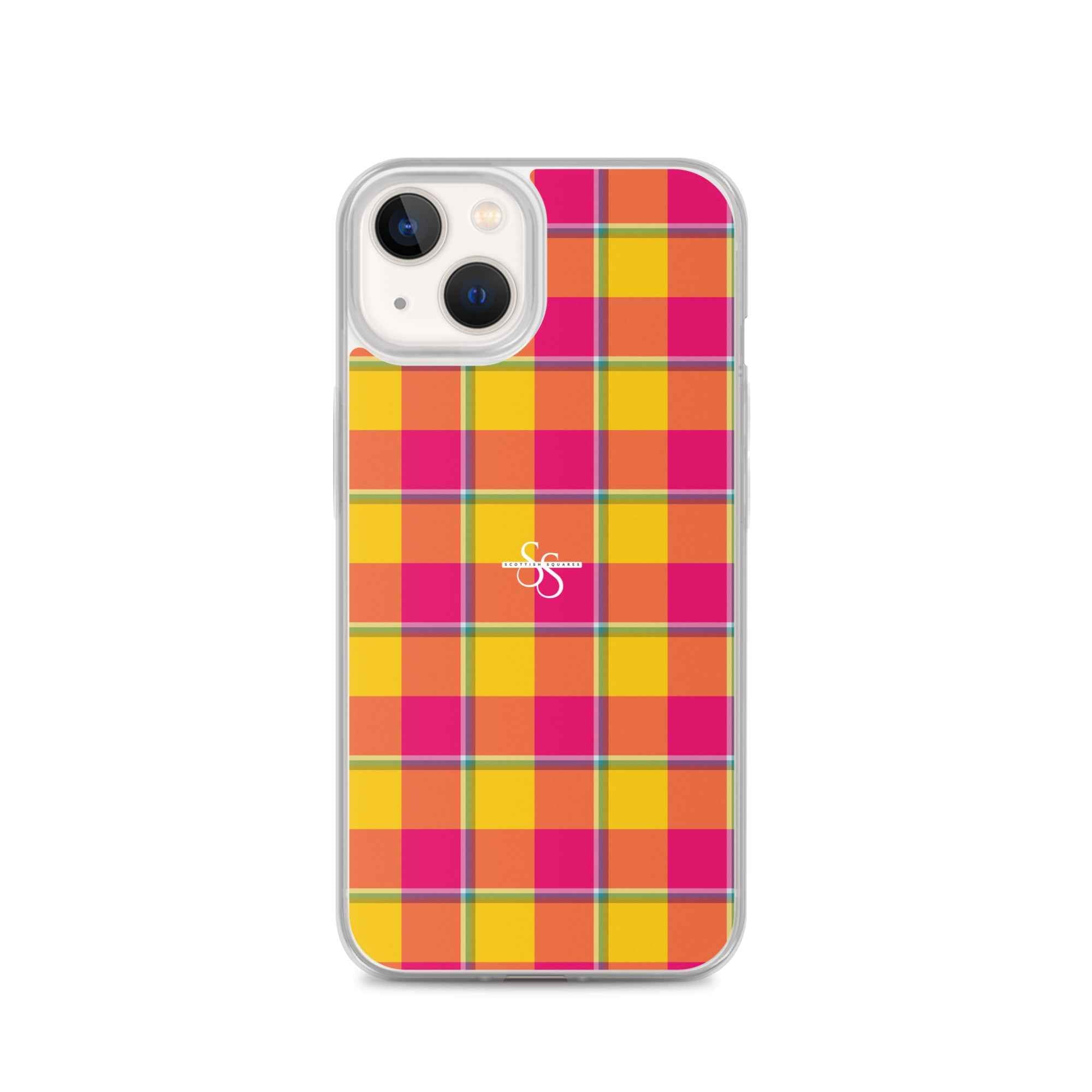 Clear Case for iPhone Corn and Razzmatazz Plaid iPhone 13 - Scottish Squares