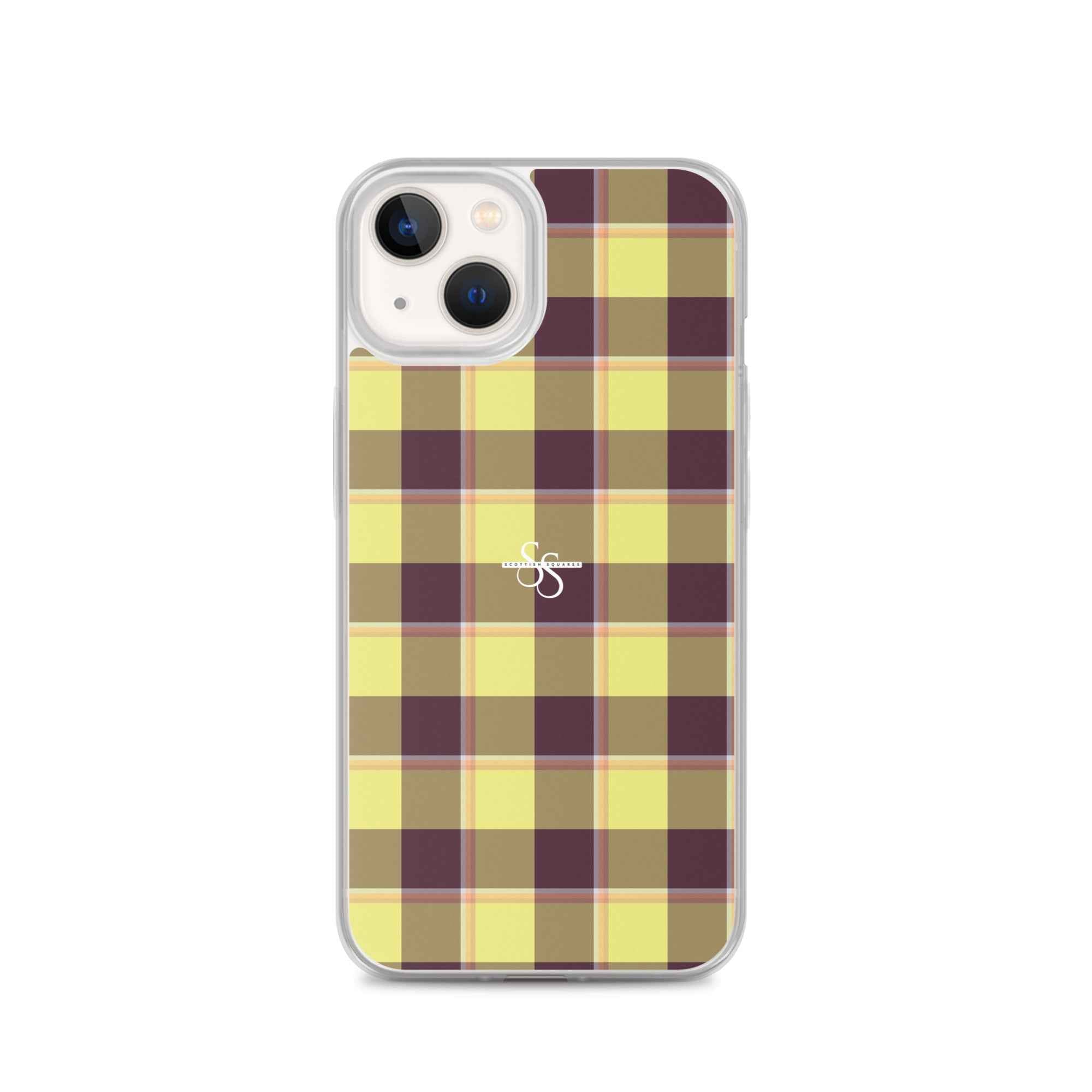 Clear Case for iPhone Flax and Livid Brown Plaid iPhone 13 - Scottish Squares