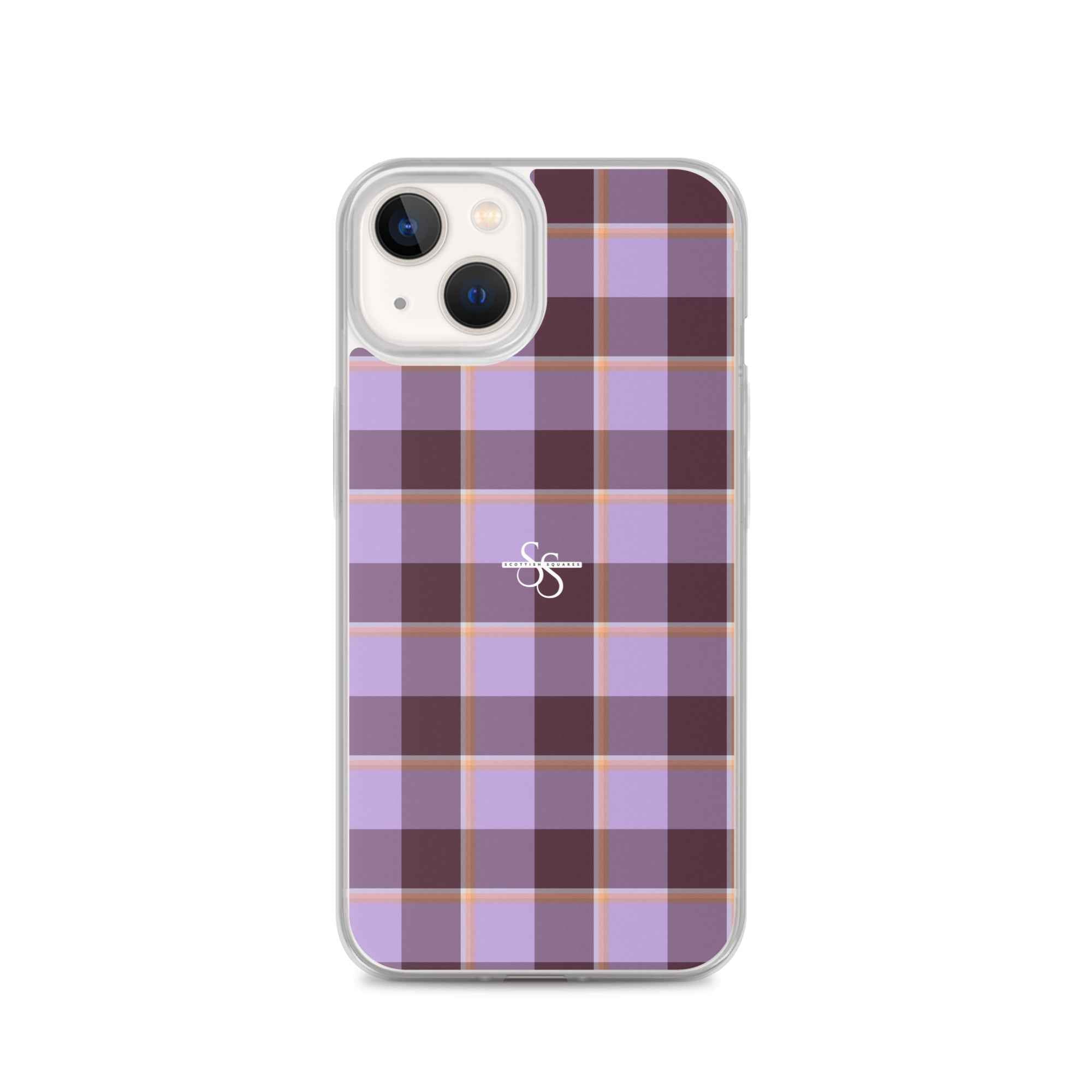 Clear Case for iPhone Light Wisteria and Livid Brown Plaid iPhone 13 - Scottish Squares