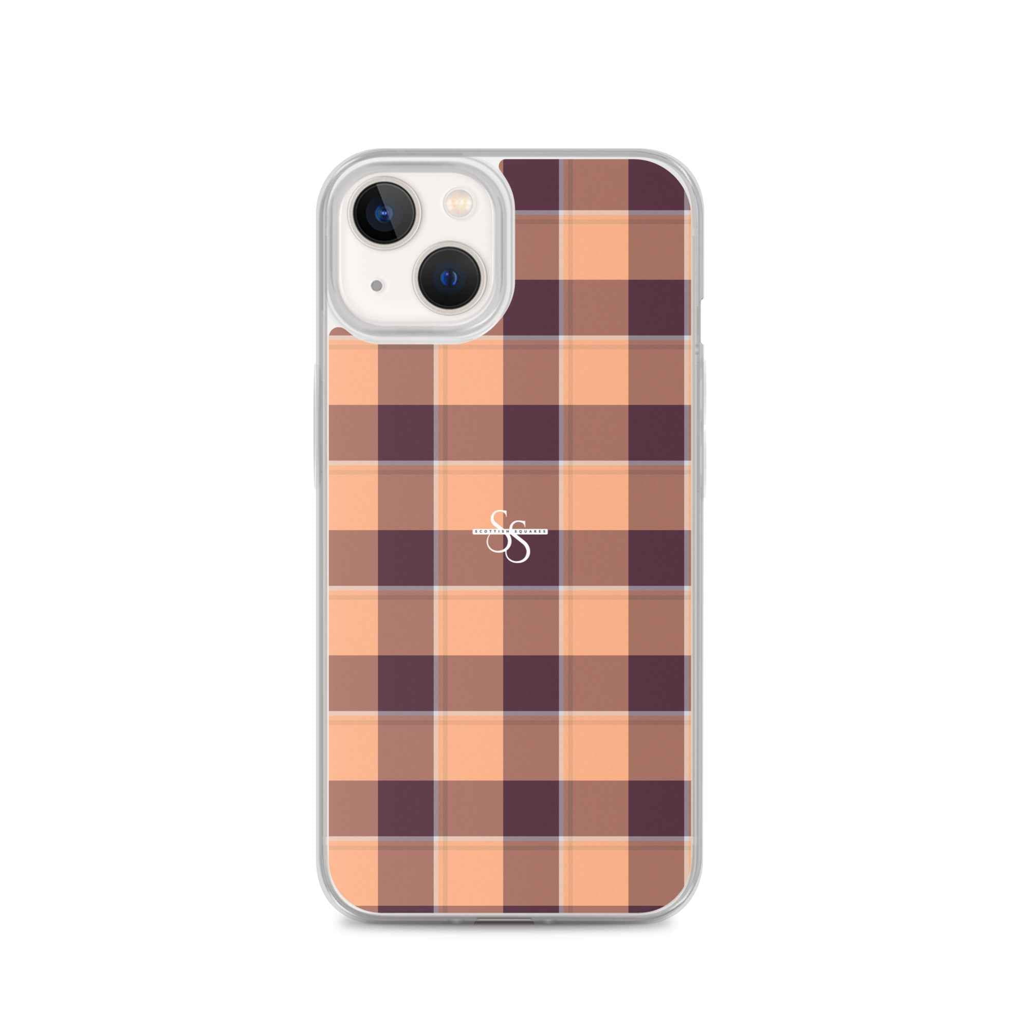 Clear Case for iPhone Hit Pink and Livid Brown Plaid iPhone 13 - Scottish Squares