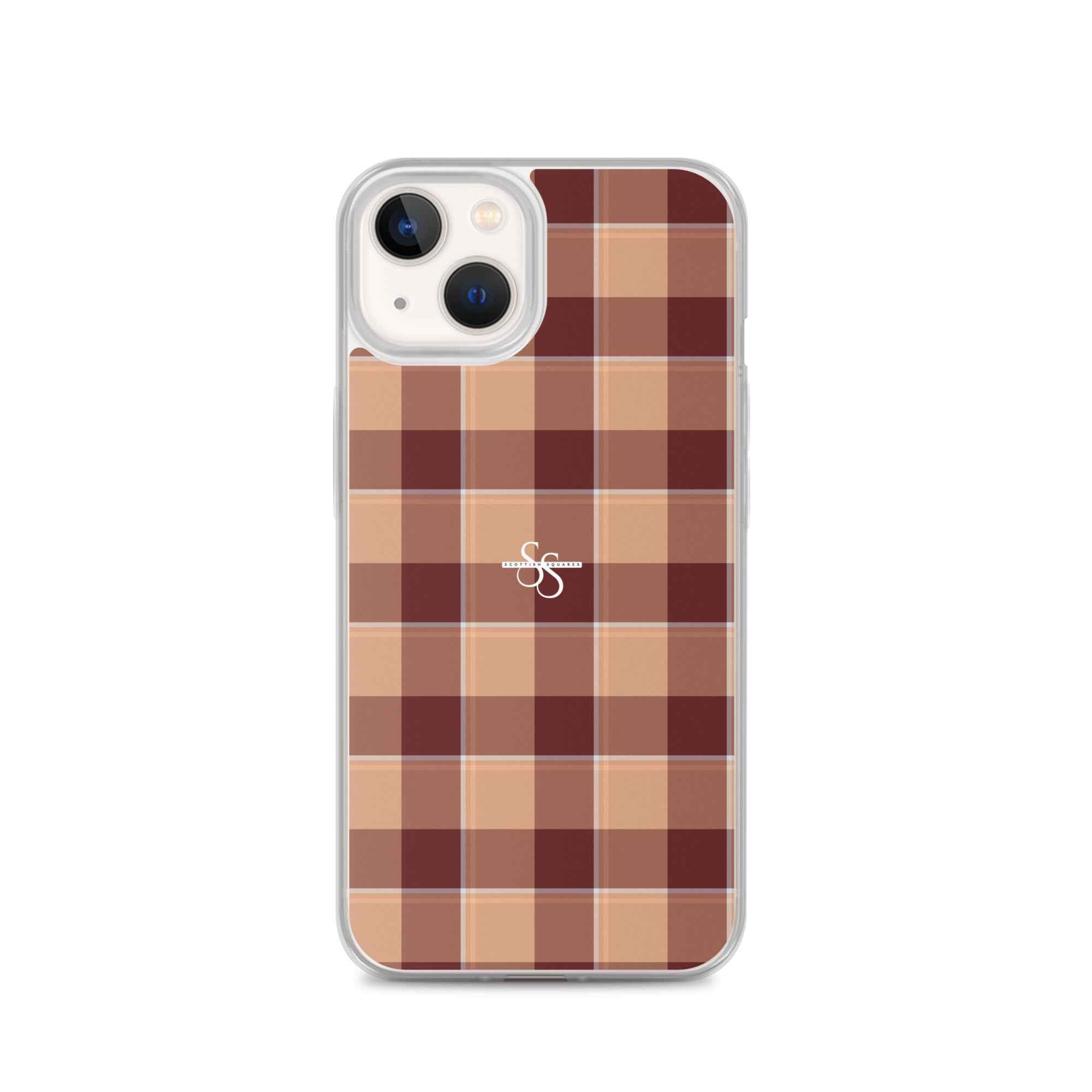 Clear Case for iPhone Whiskey and Livid Brown Plaid iPhone 13 - Scottish Squares