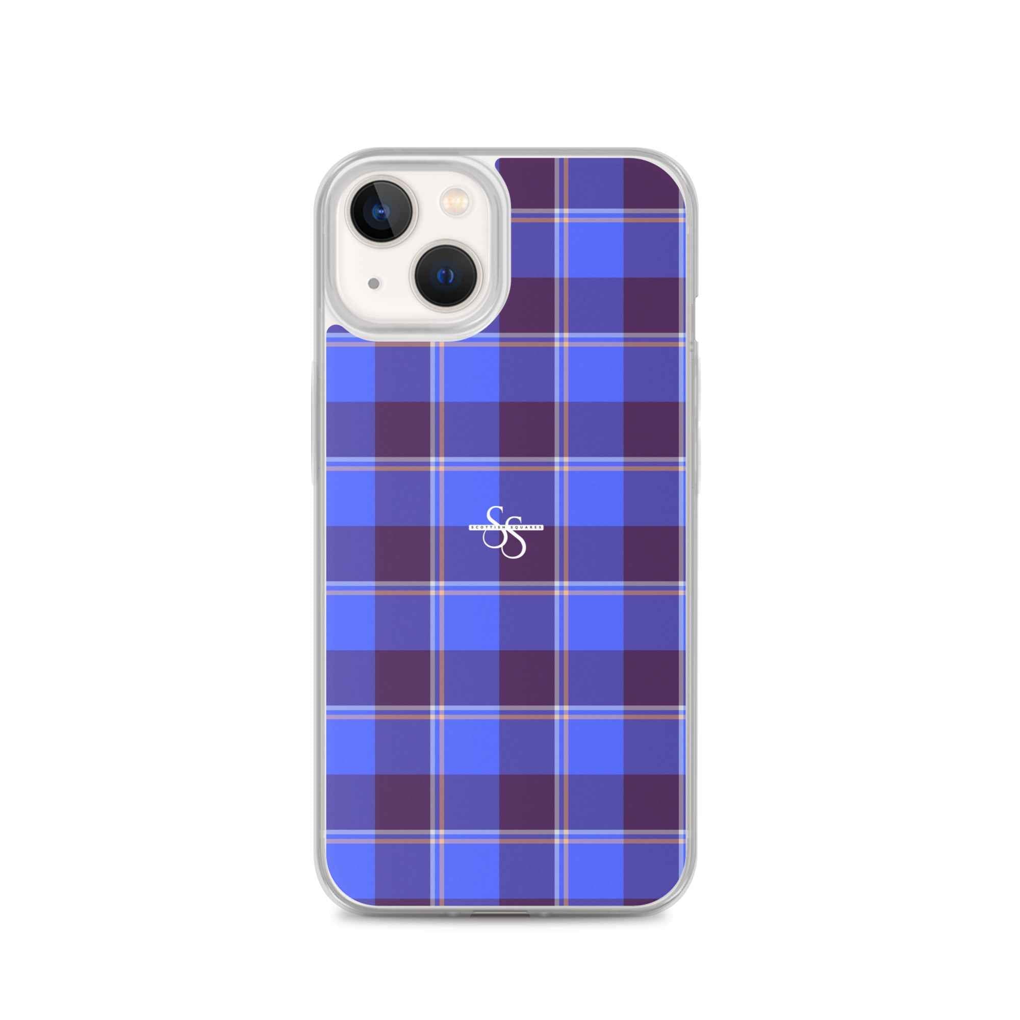 Clear Case for iPhone Cornflower Blue and Livid Brown Plaid iPhone 13 - Scottish Squares