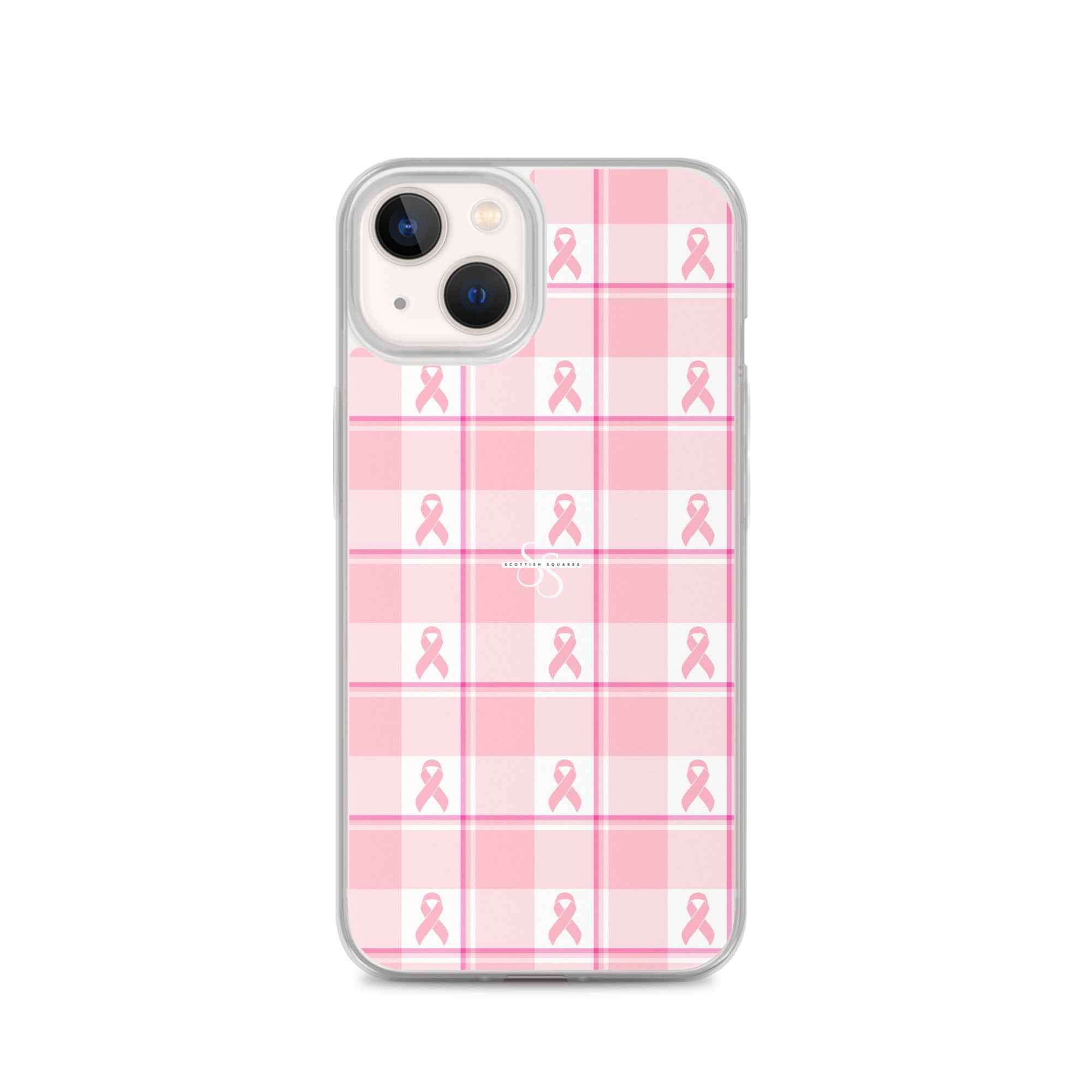 Clear Case for iPhone Breast Cancer Awareness Plaid iPhone 13 - Scottish Squares