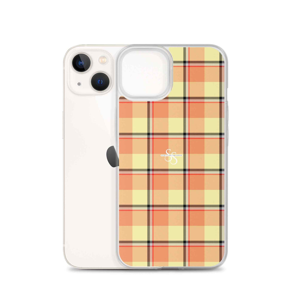 Clear Case for iPhone Claystone and Morning Mist Plaid - Scottish Squares