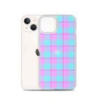 Clear Case for iPhone Mauve and Coastal Mist Plaid - Scottish Squares