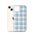 Clear Case for iPhone Pink Cloud and Blue Lagoon Plaid - Scottish Squares