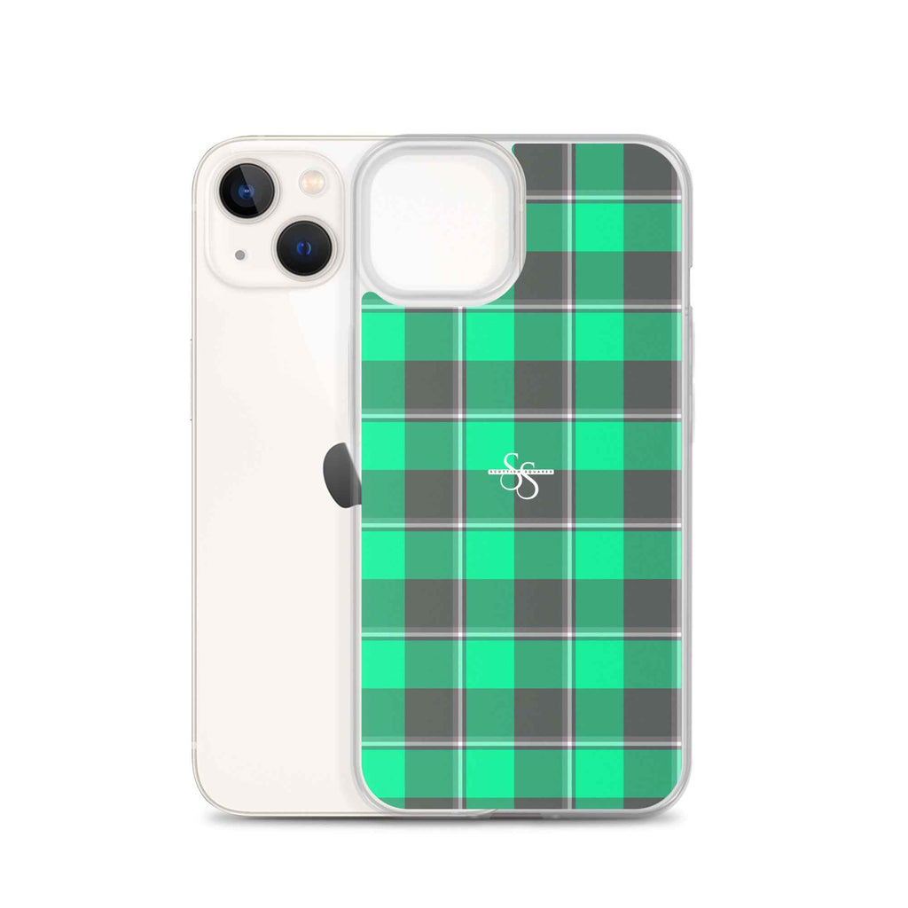 Clear Case for iPhone Spring Green and Finlandia Plaid - Scottish Squares