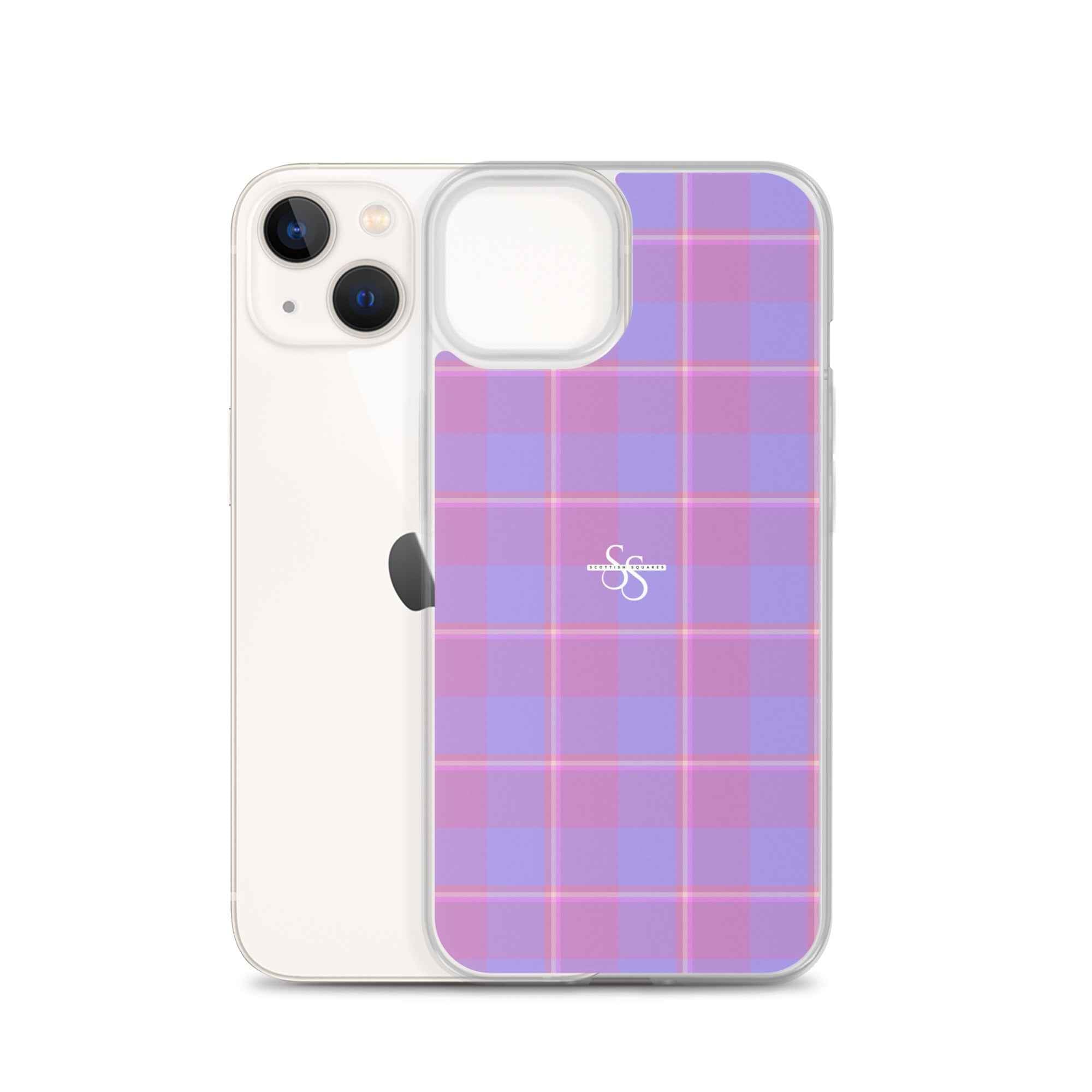 Clear Case for iPhone Viola and Dull Lavender Plaid - Scottish Squares