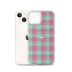 Clear Case for iPhone Vista Blue and Turkish Rose Plaid - Scottish Squares