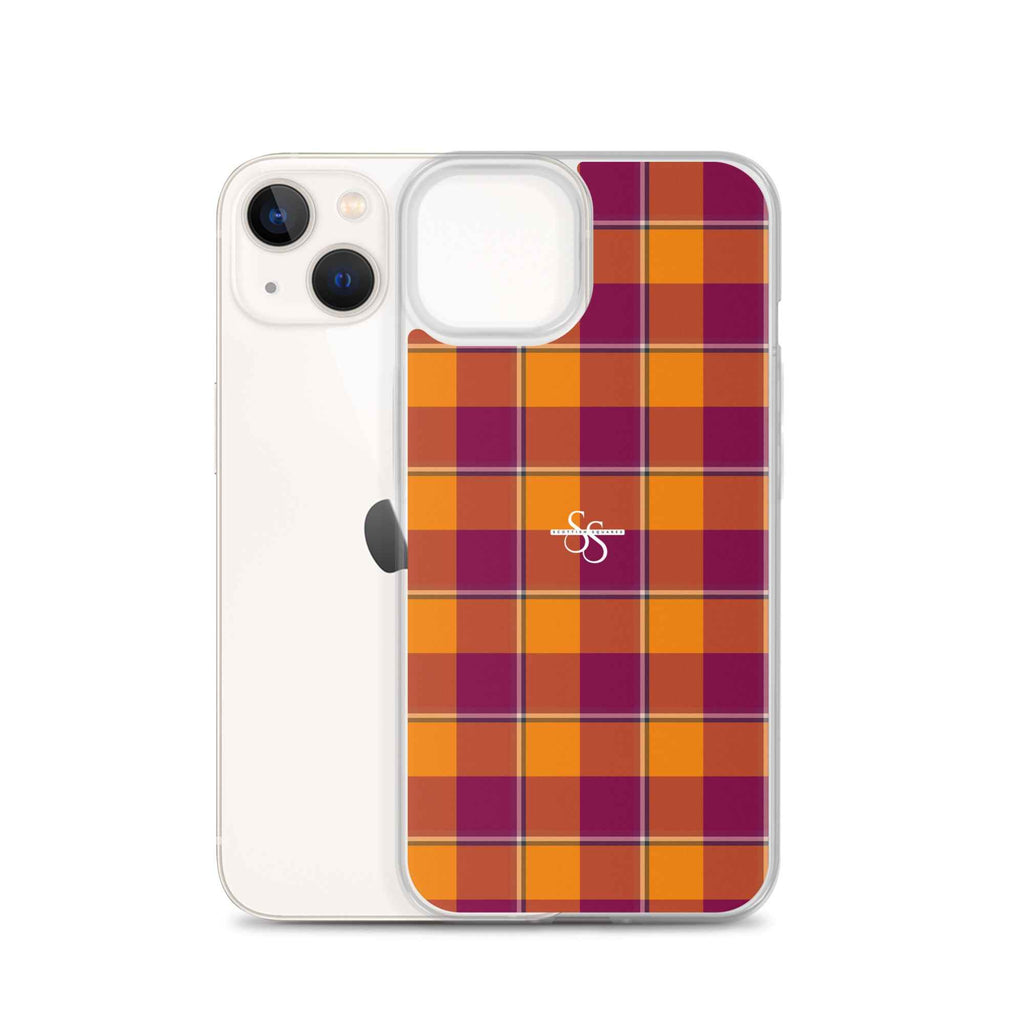 Clear Case for iPhone Tahiti Gold and Rose Bud Cherry Plaid - Scottish Squares