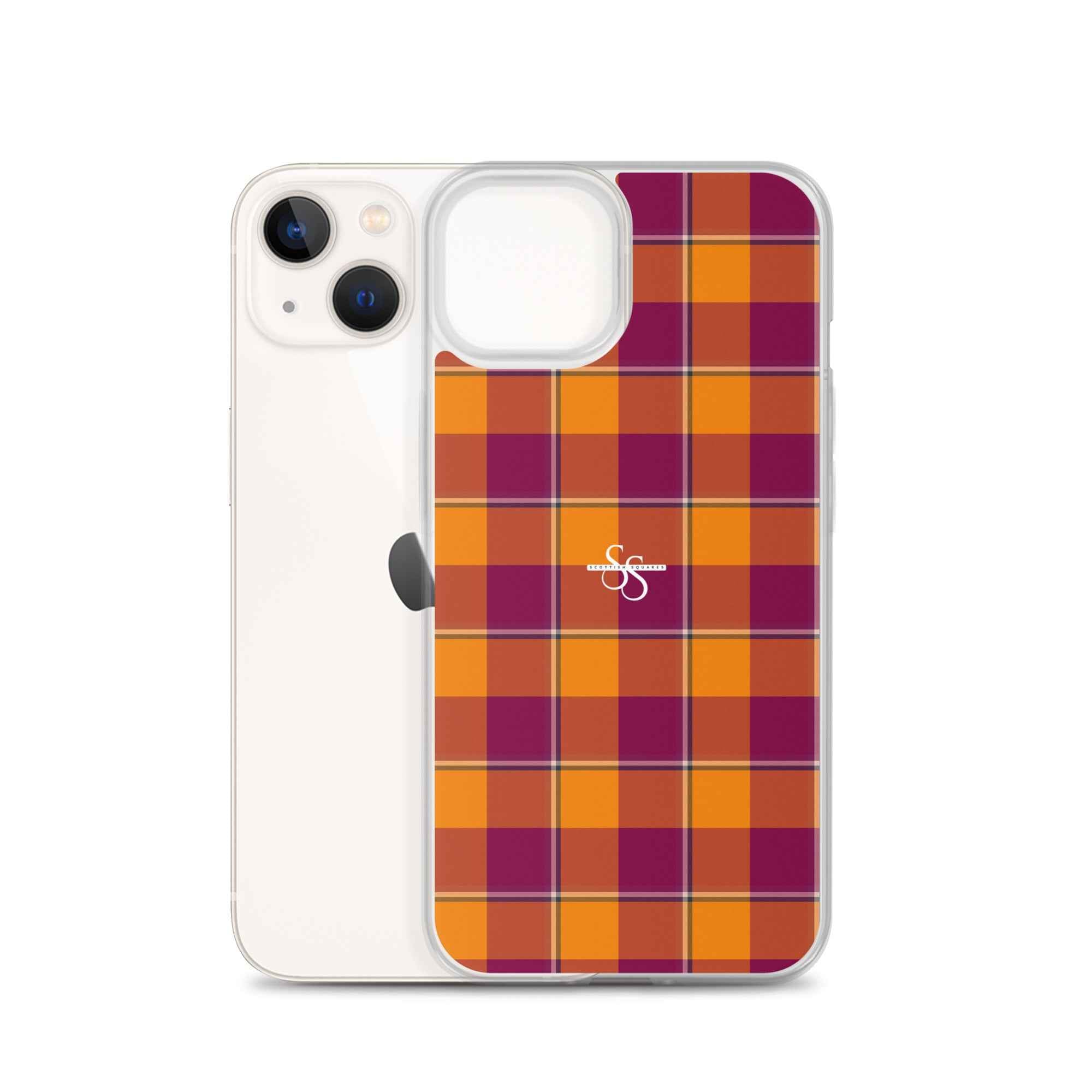 Clear Case for iPhone Tahiti Gold and Rose Bud Cherry Plaid - Scottish Squares