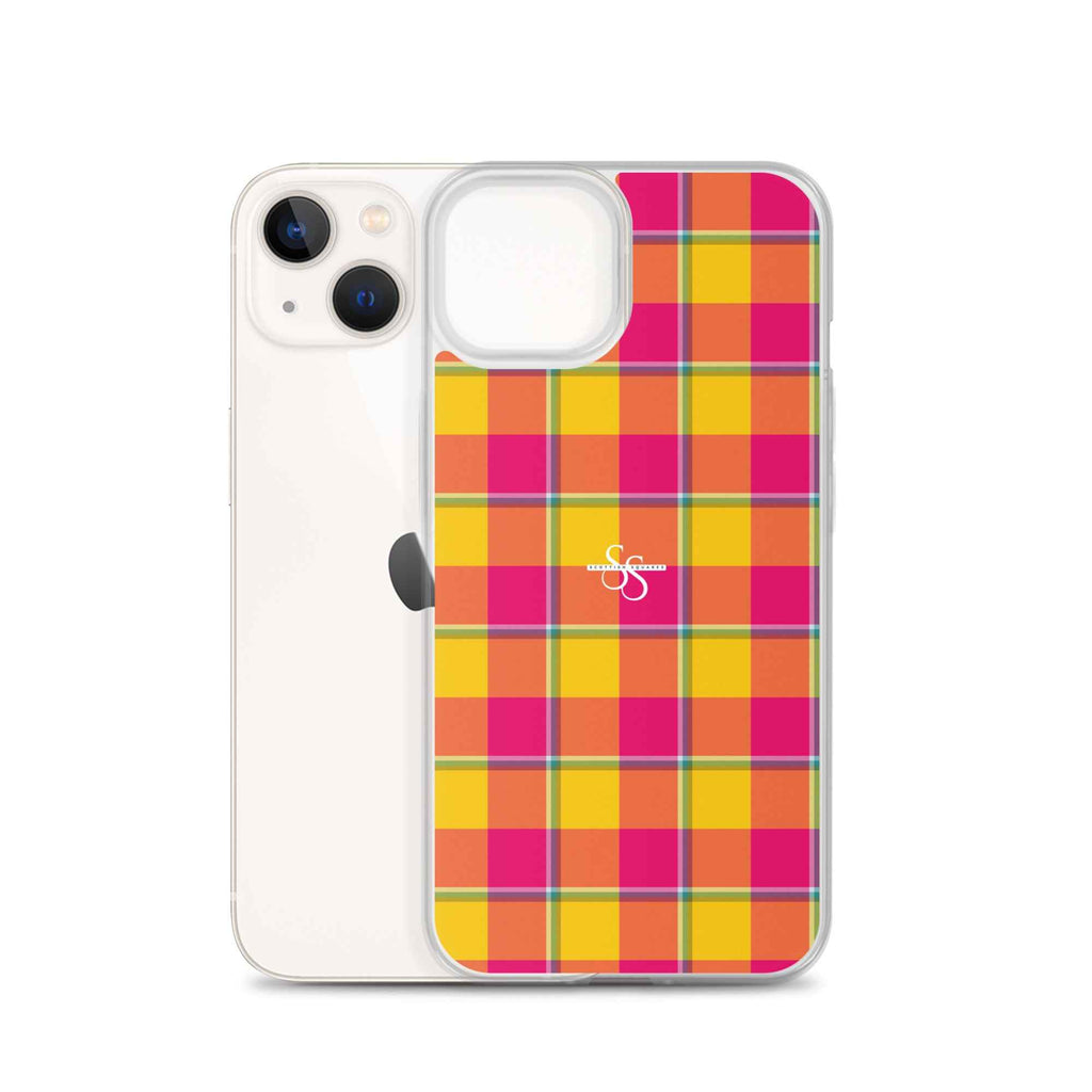 Clear Case for iPhone Corn and Razzmatazz Plaid - Scottish Squares