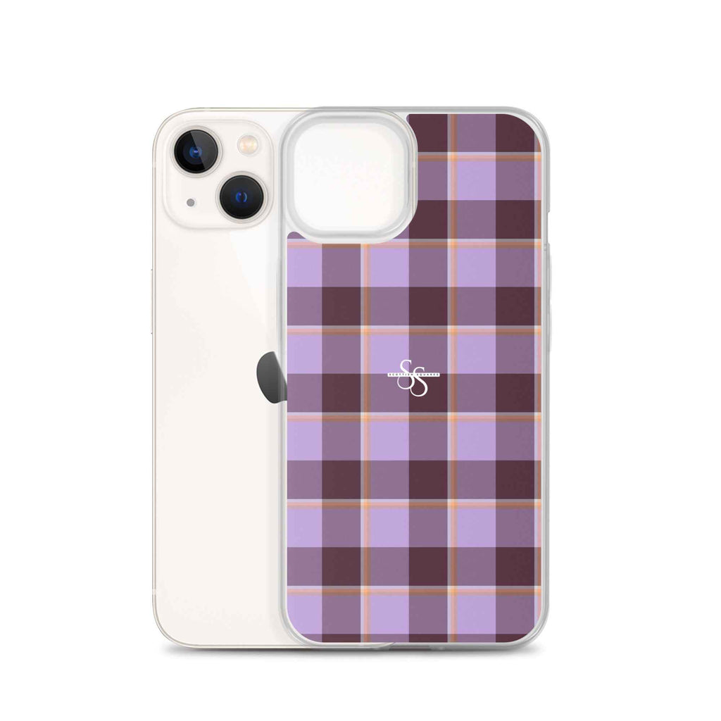 Clear Case for iPhone Light Wisteria and Livid Brown Plaid - Scottish Squares