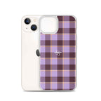 Clear Case for iPhone Light Wisteria and Livid Brown Plaid - Scottish Squares