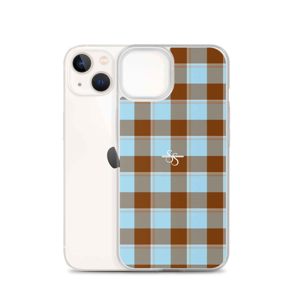 Clear Case for iPhone Blizzard Blue and Livid Brown Plaid - Scottish Squares