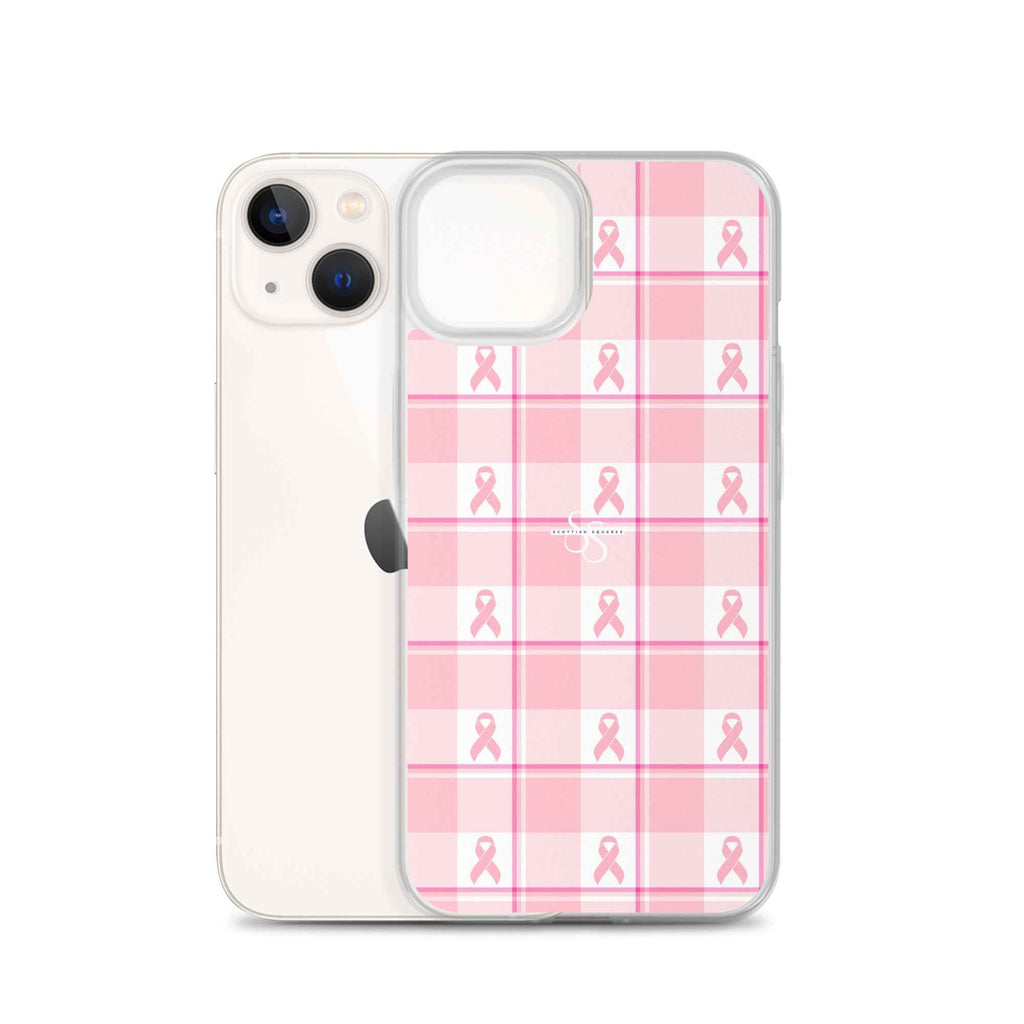 Clear Case for iPhone Breast Cancer Awareness Plaid - Scottish Squares