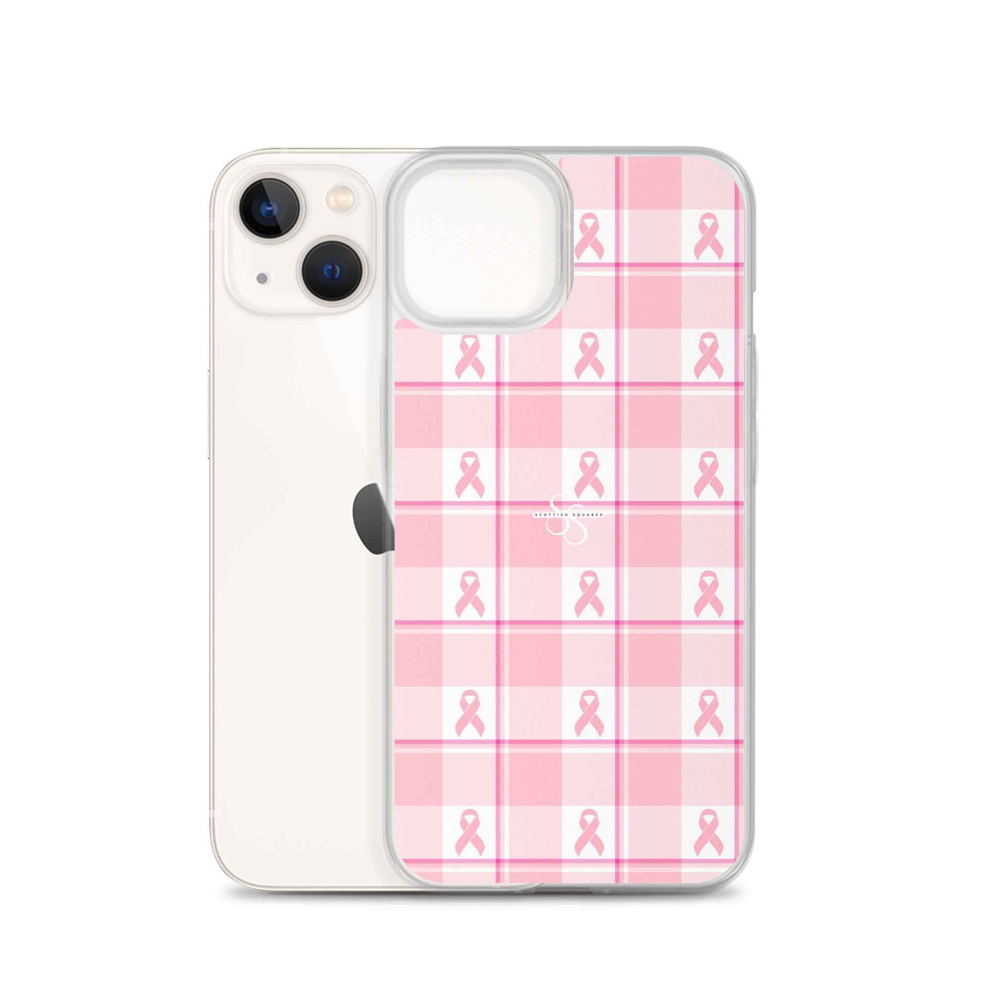 Clear Case for iPhone Breast Cancer Awareness Plaid - Scottish Squares