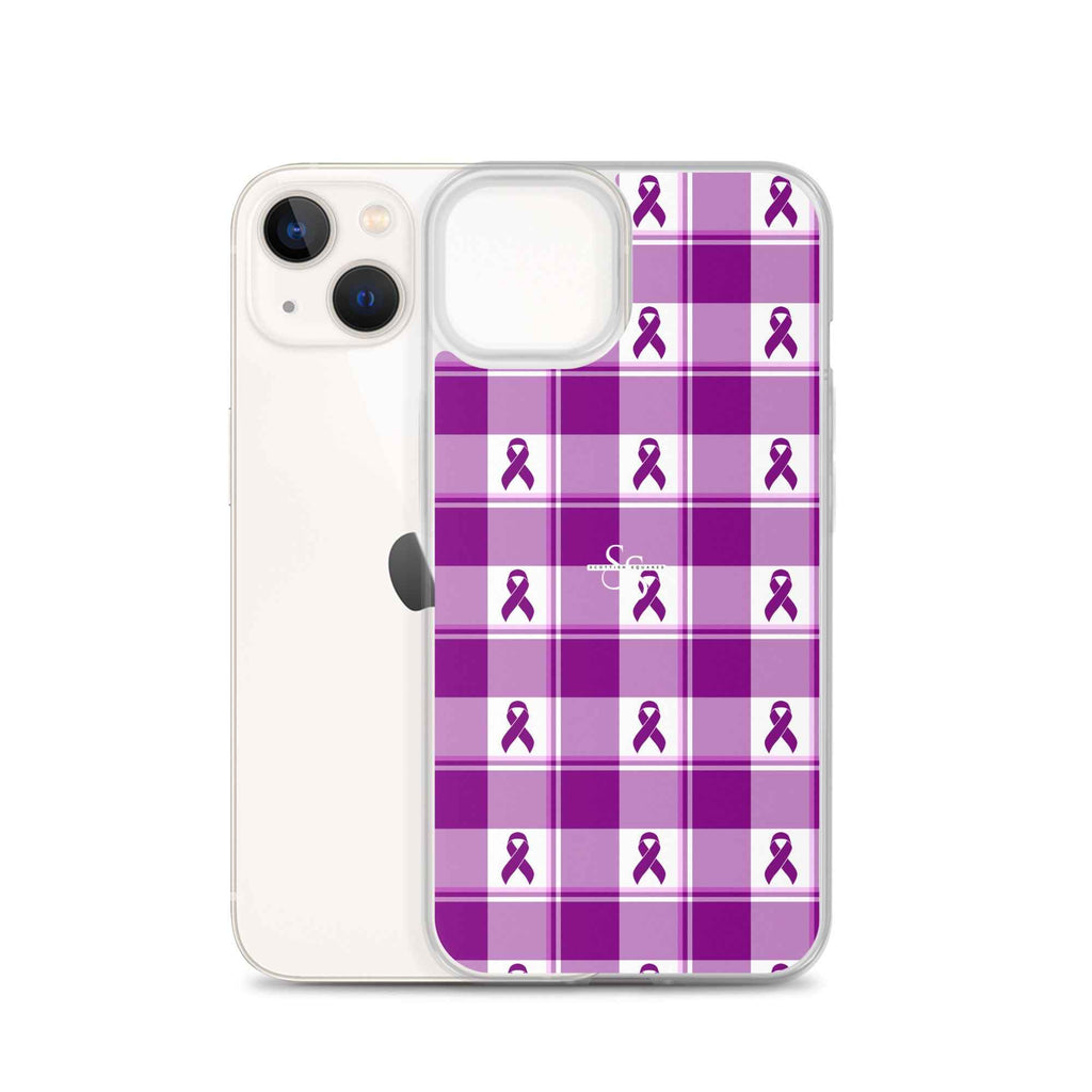 Clear Case for iPhone Pancreatic Cancer Awareness Plaid - Scottish Squares