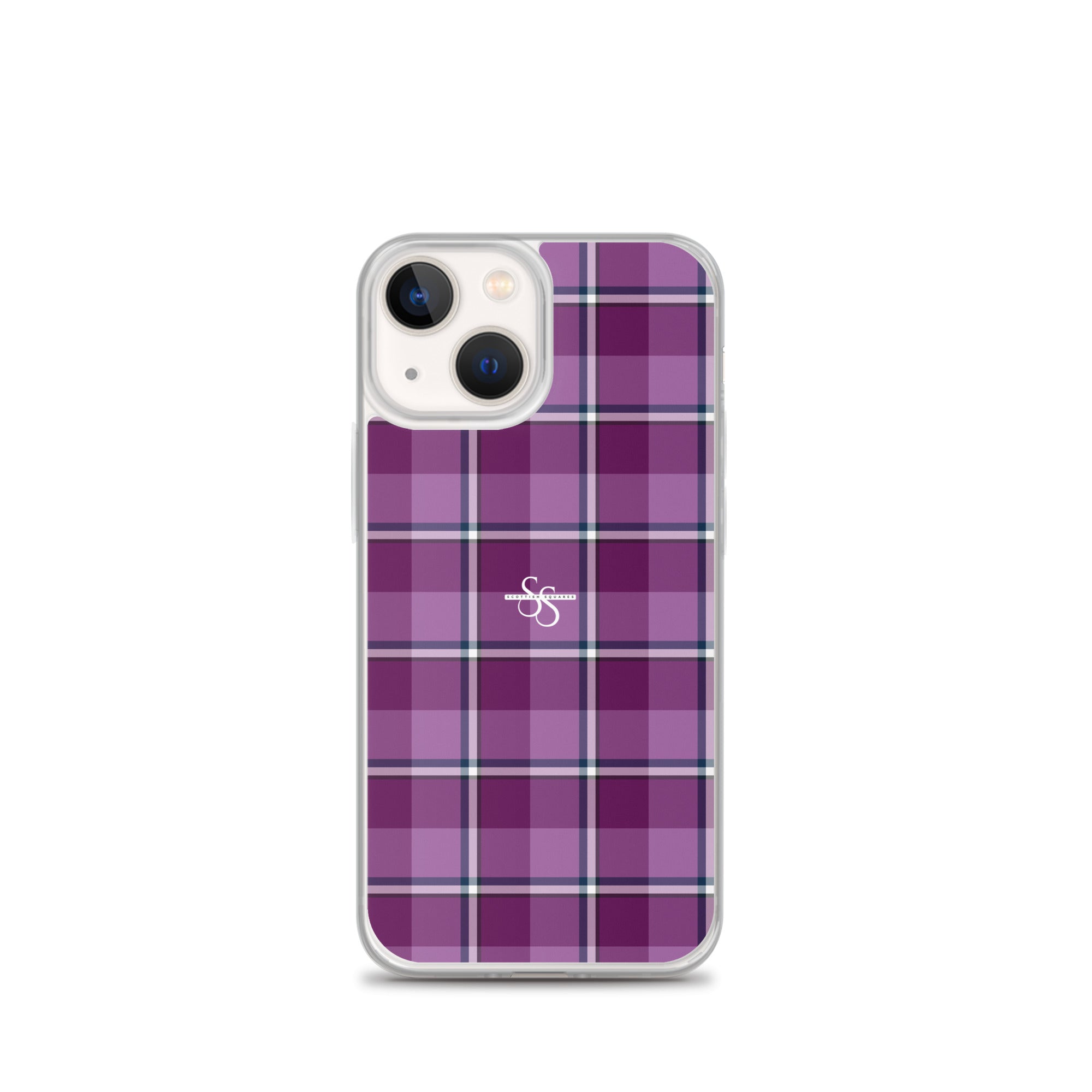 Clear Case for iPhone Purple and Trendy Pink Plaid iPhone 13 mini - Scottish Squares