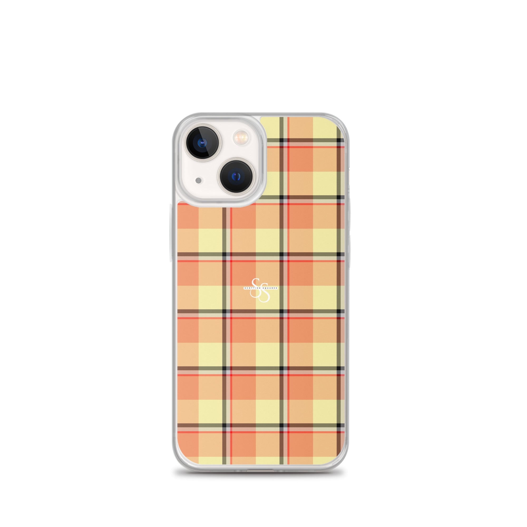 Clear Case for iPhone Claystone and Morning Mist Plaid iPhone 13 mini - Scottish Squares