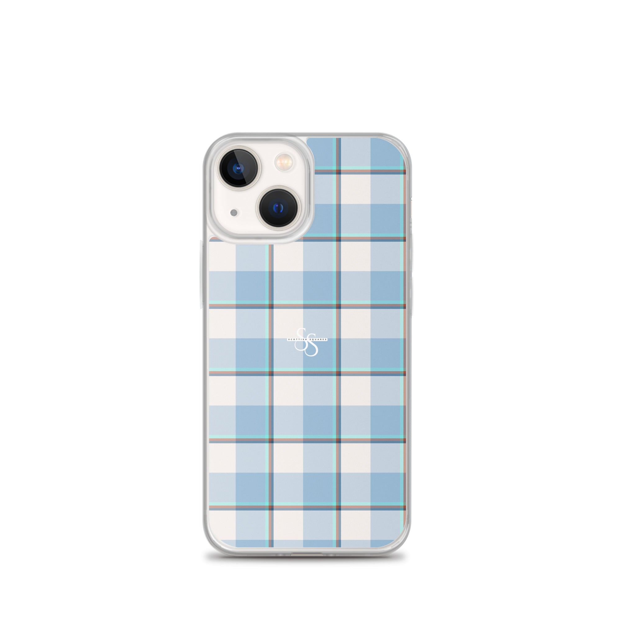 Clear Case for iPhone Pink Cloud and Blue Lagoon Plaid iPhone 13 mini - Scottish Squares