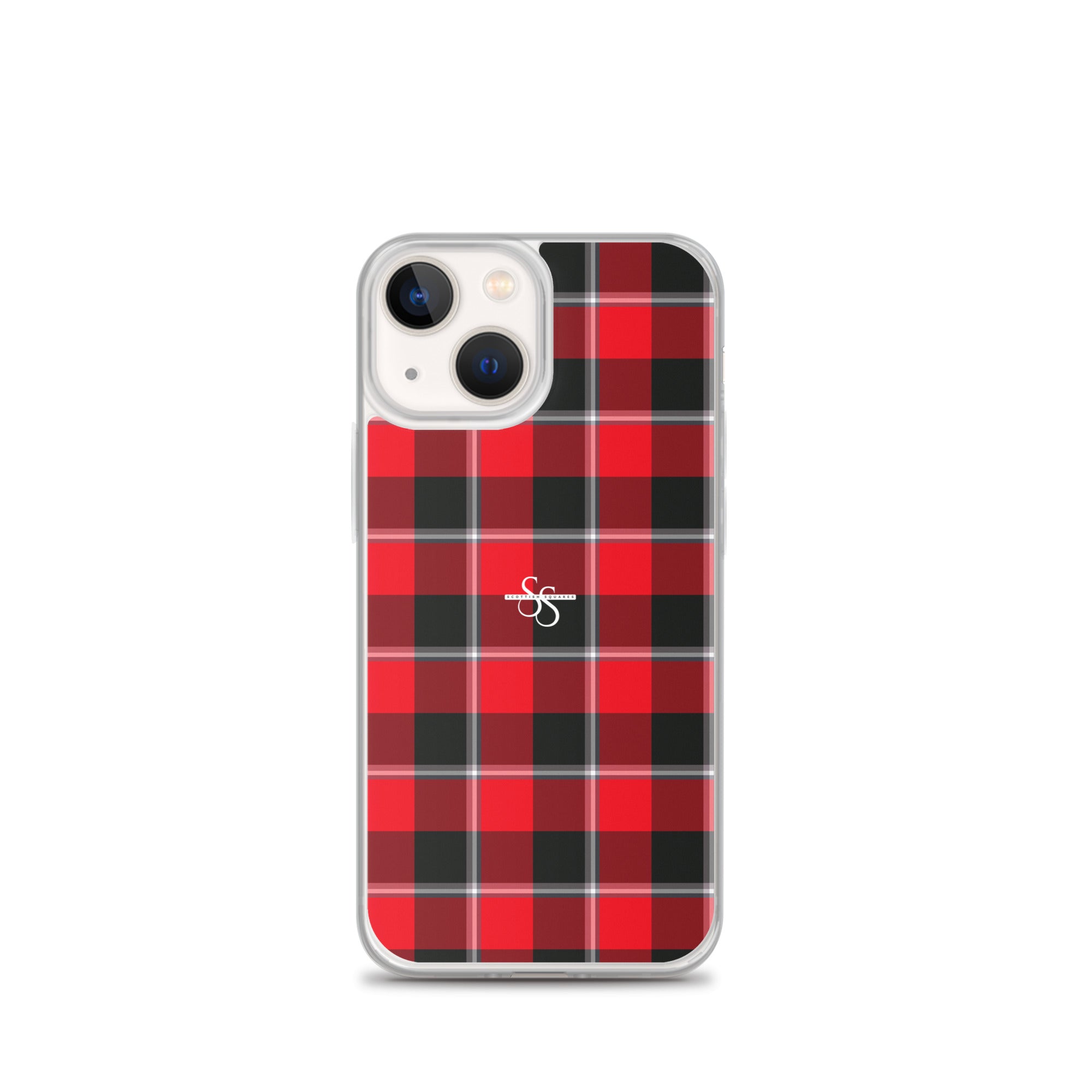 Clear Case for iPhone Red Ribbon and Heavy Metal Plaid iPhone 13 mini - Scottish Squares