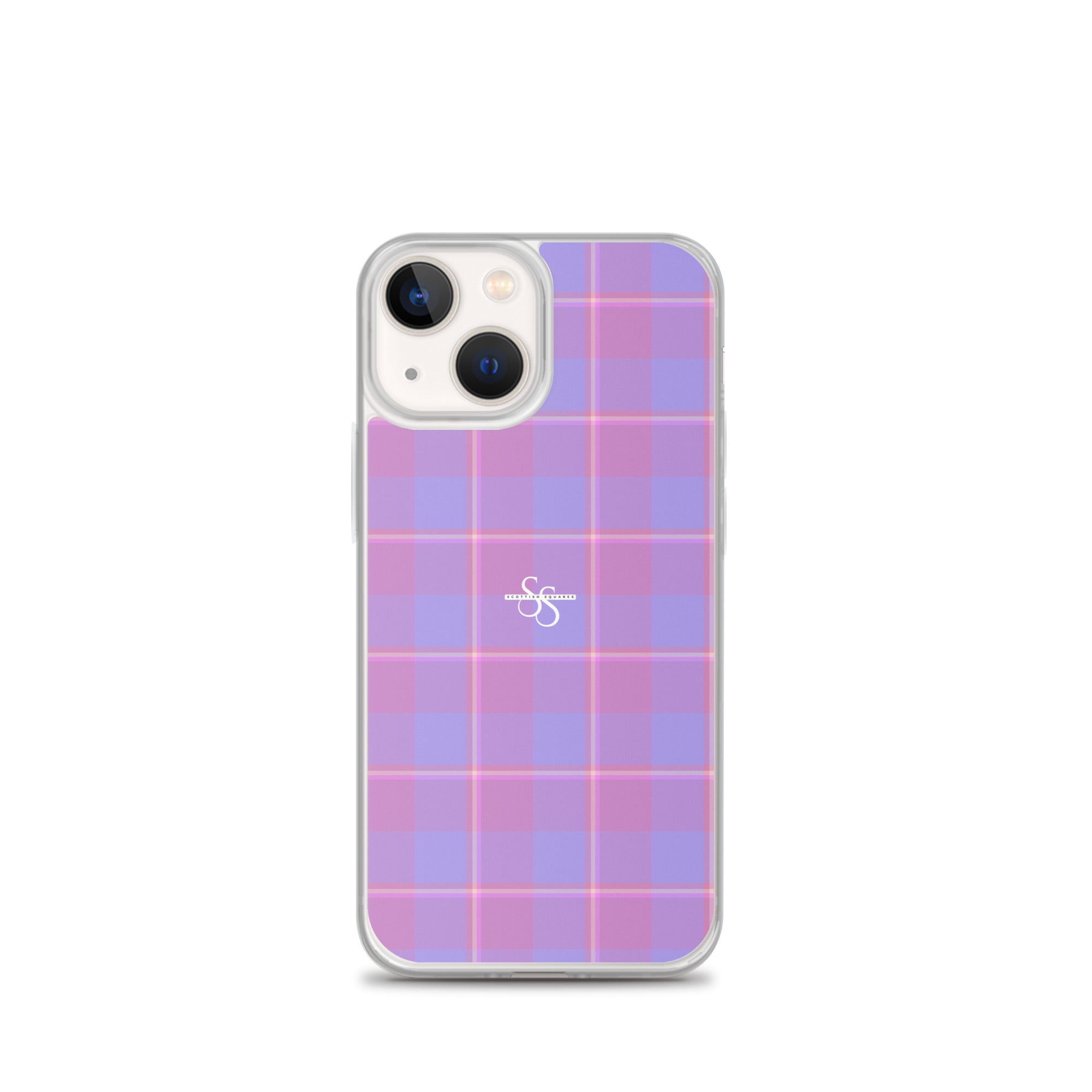 Clear Case for iPhone Viola and Dull Lavender Plaid iPhone 13 mini - Scottish Squares