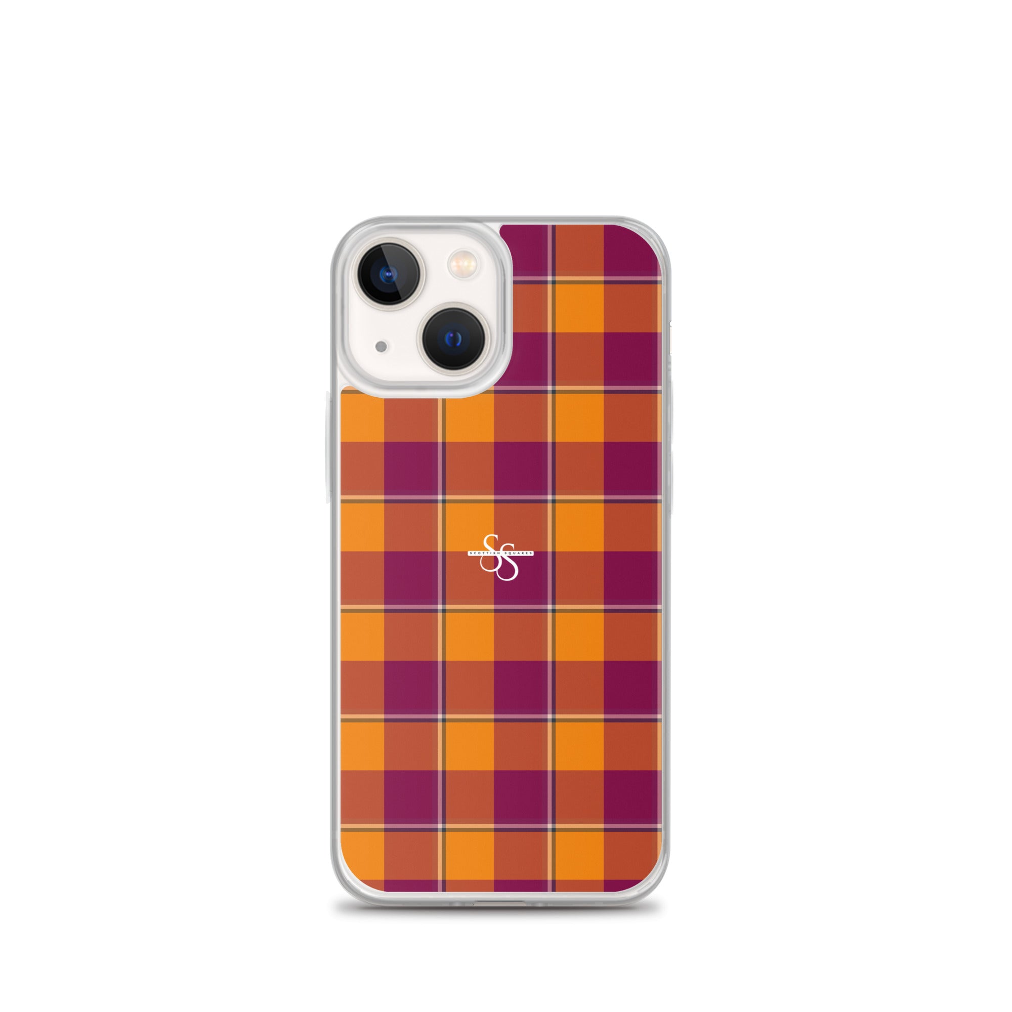 Clear Case for iPhone Tahiti Gold and Rose Bud Cherry Plaid iPhone 13 mini - Scottish Squares