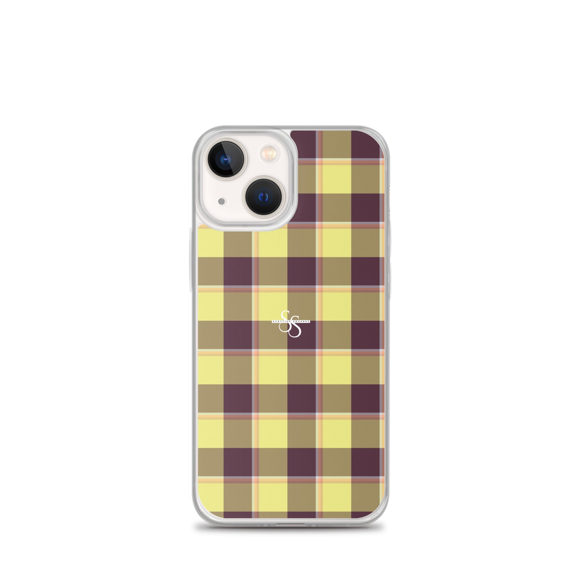 Clear Case for iPhone Flax and Livid Brown Plaid iPhone 13 mini - Scottish Squares